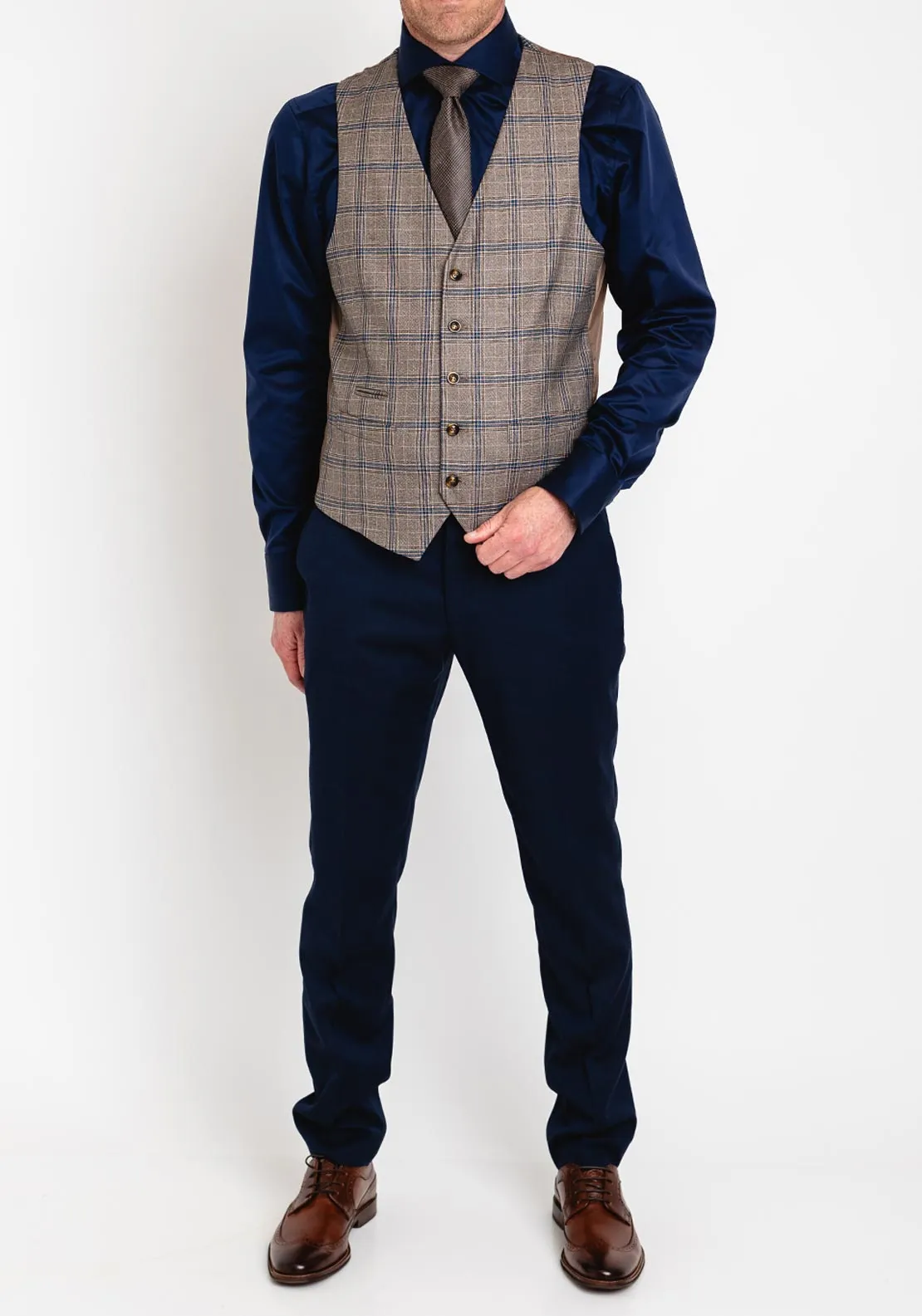 6th Sense Olive Check Three Piece Suit, Major