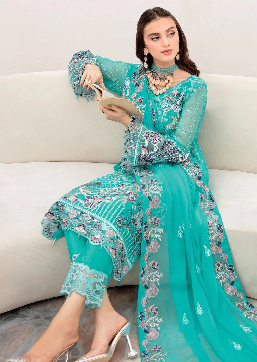 A-708-R - Readymade - Ramsha Chevron Chiffon Collection Vol 7