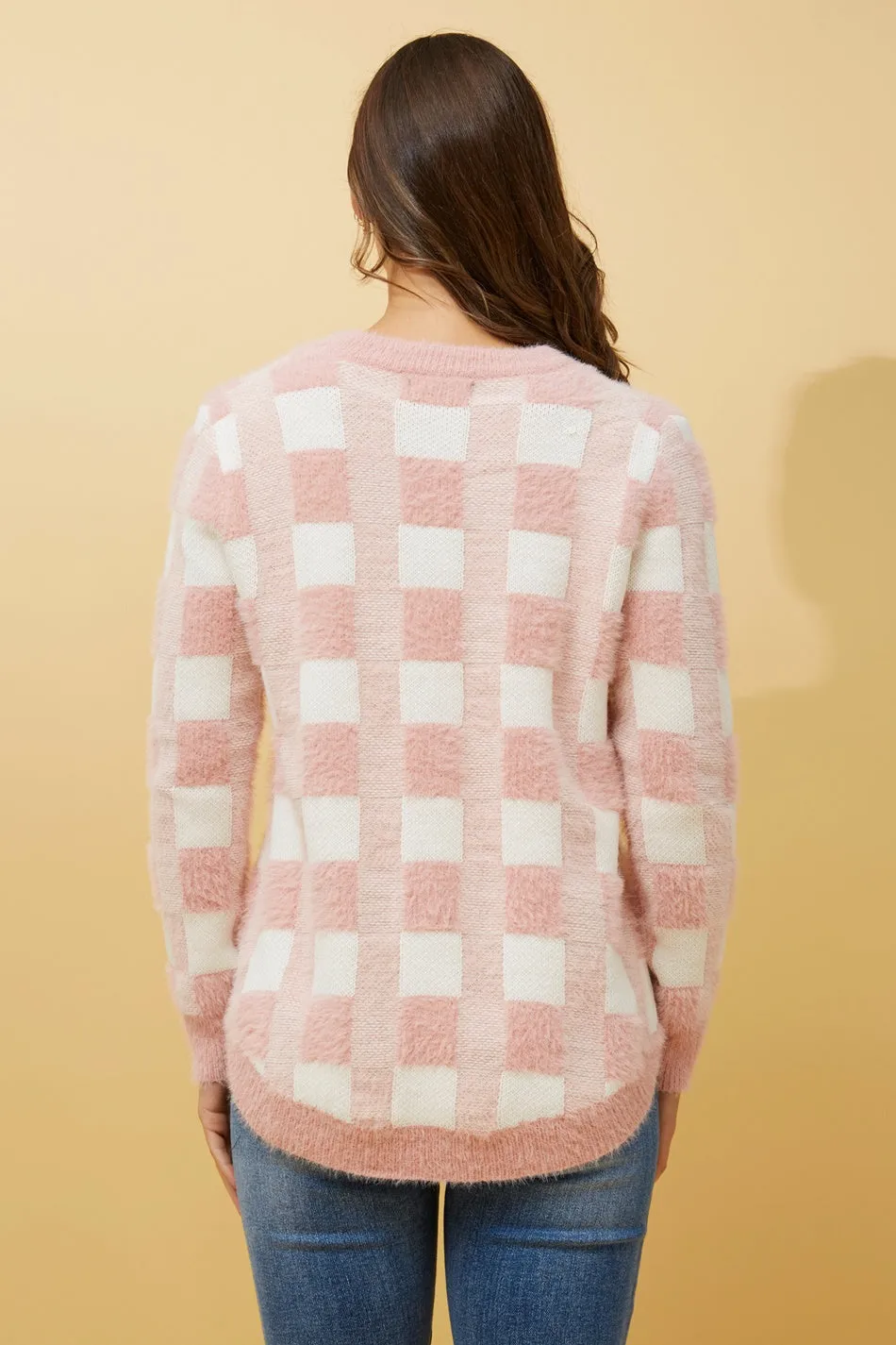 ANITA CHECK KNIT PULLOVER