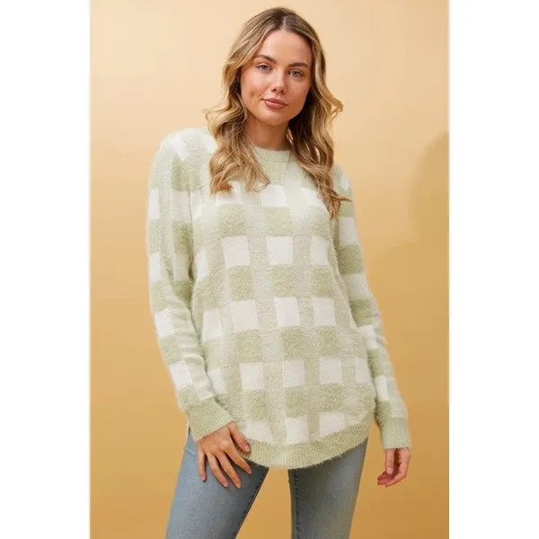 ANITA CHECK KNIT PULLOVER