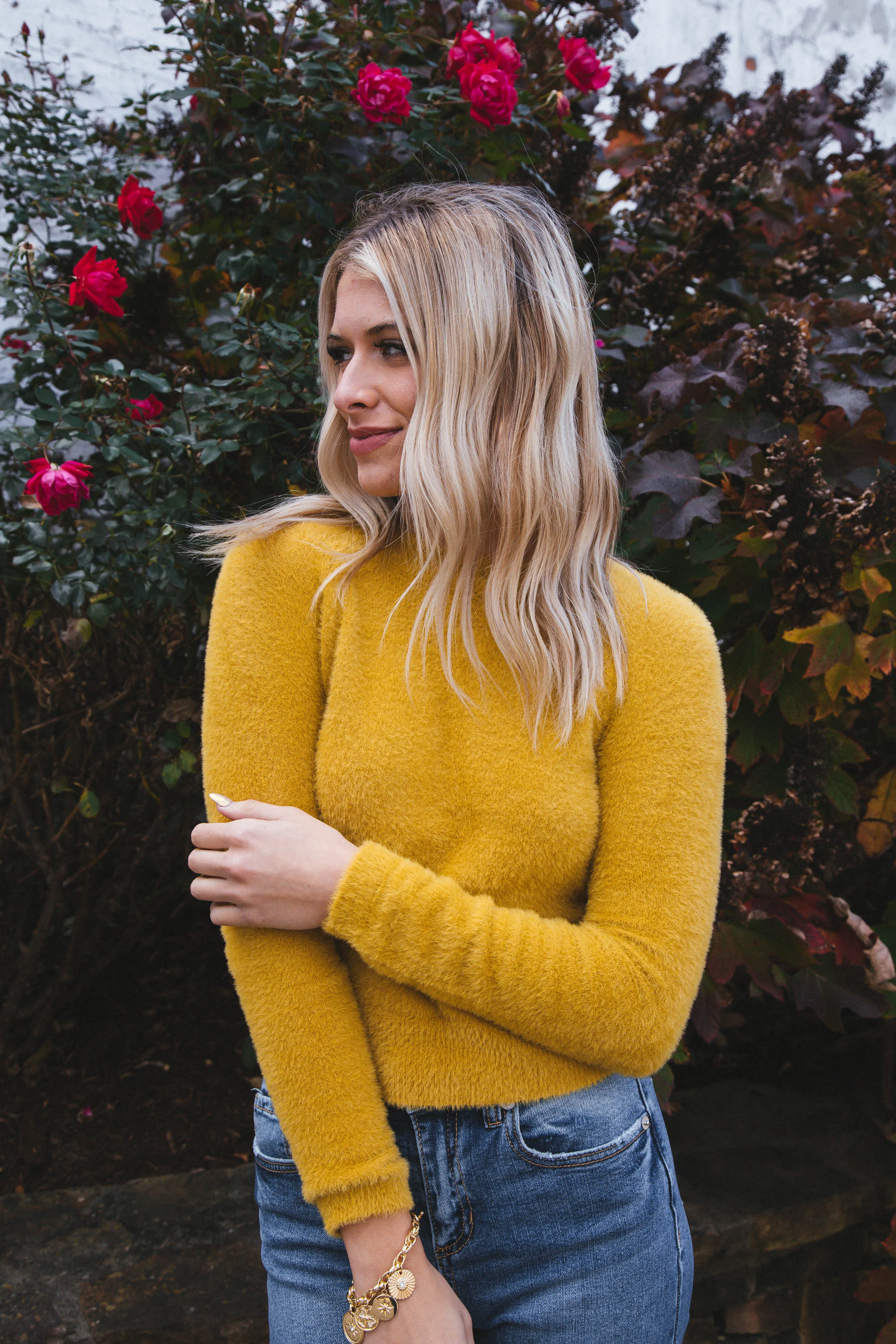 Ari Fuzzy Sweater, Golden | Sadie & Sage