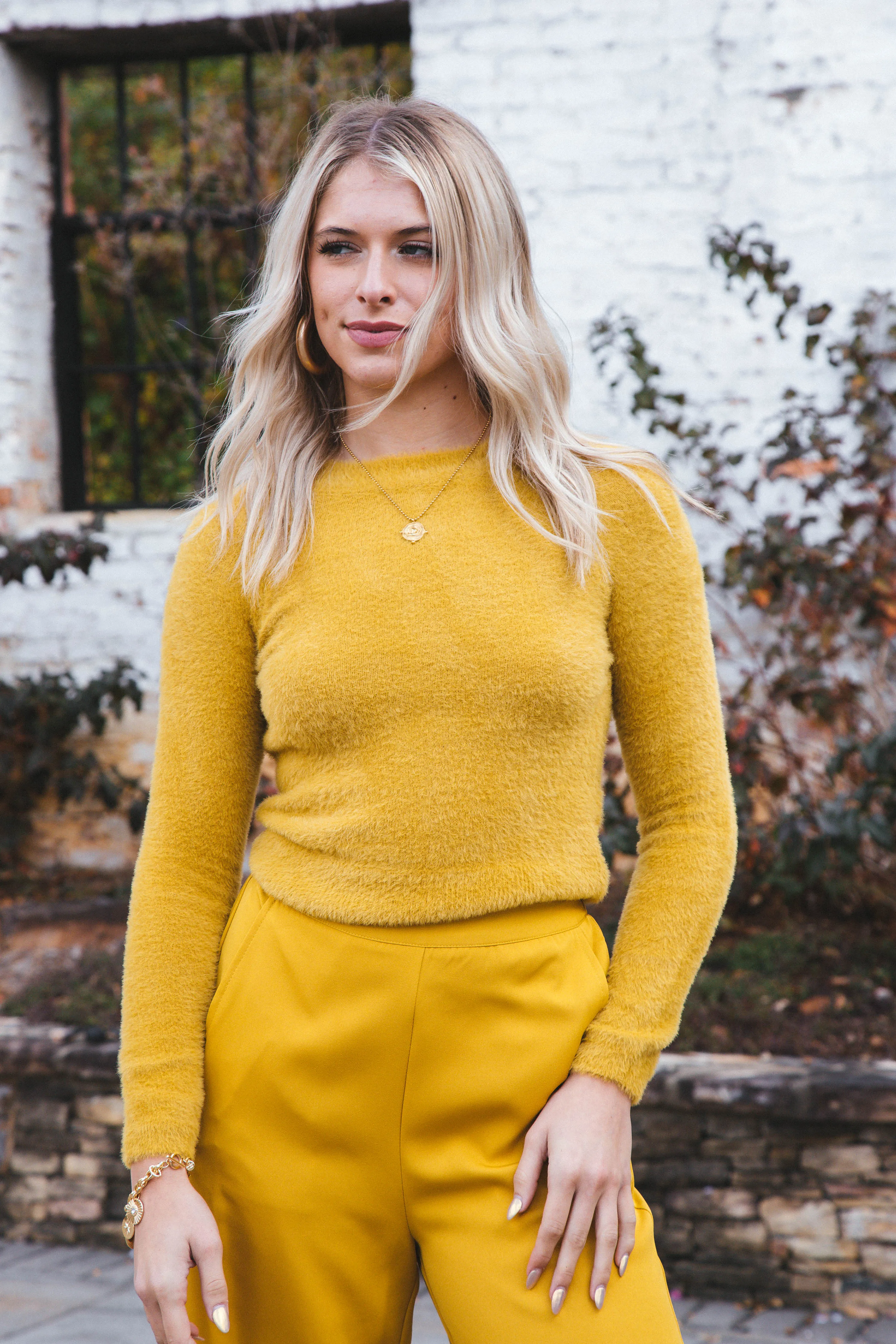 Ari Fuzzy Sweater, Golden | Sadie & Sage