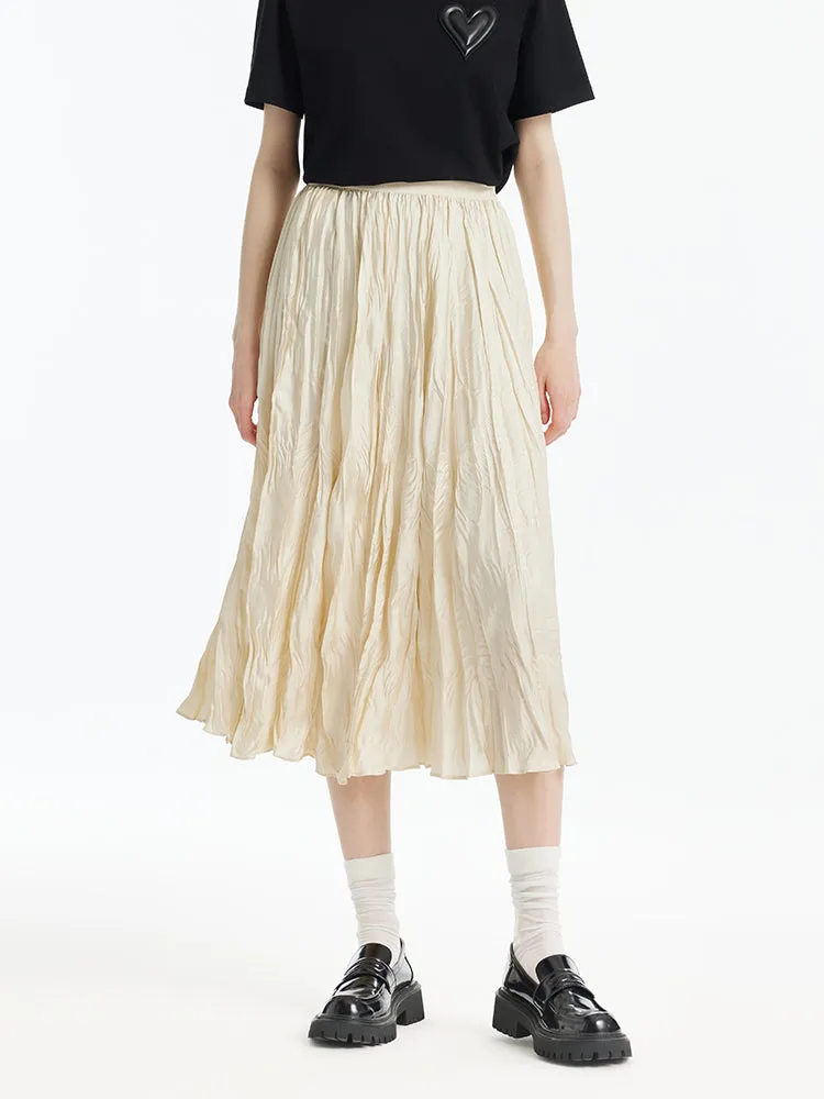 Asymmetrical Hem T-Shirt And Ruched Skirt Two-Piece Set With Belt