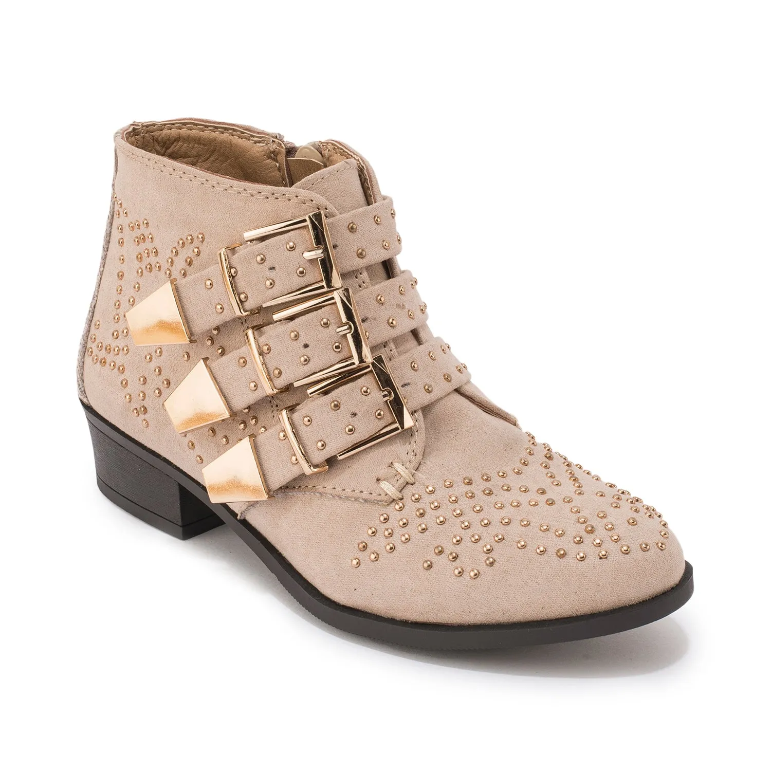 Beige Stud Detail Ankle Boot