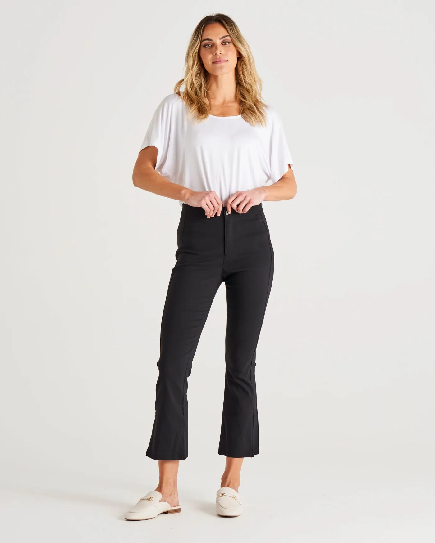 Betty Basics Edwina Bengaline Split Leg Pant - Black