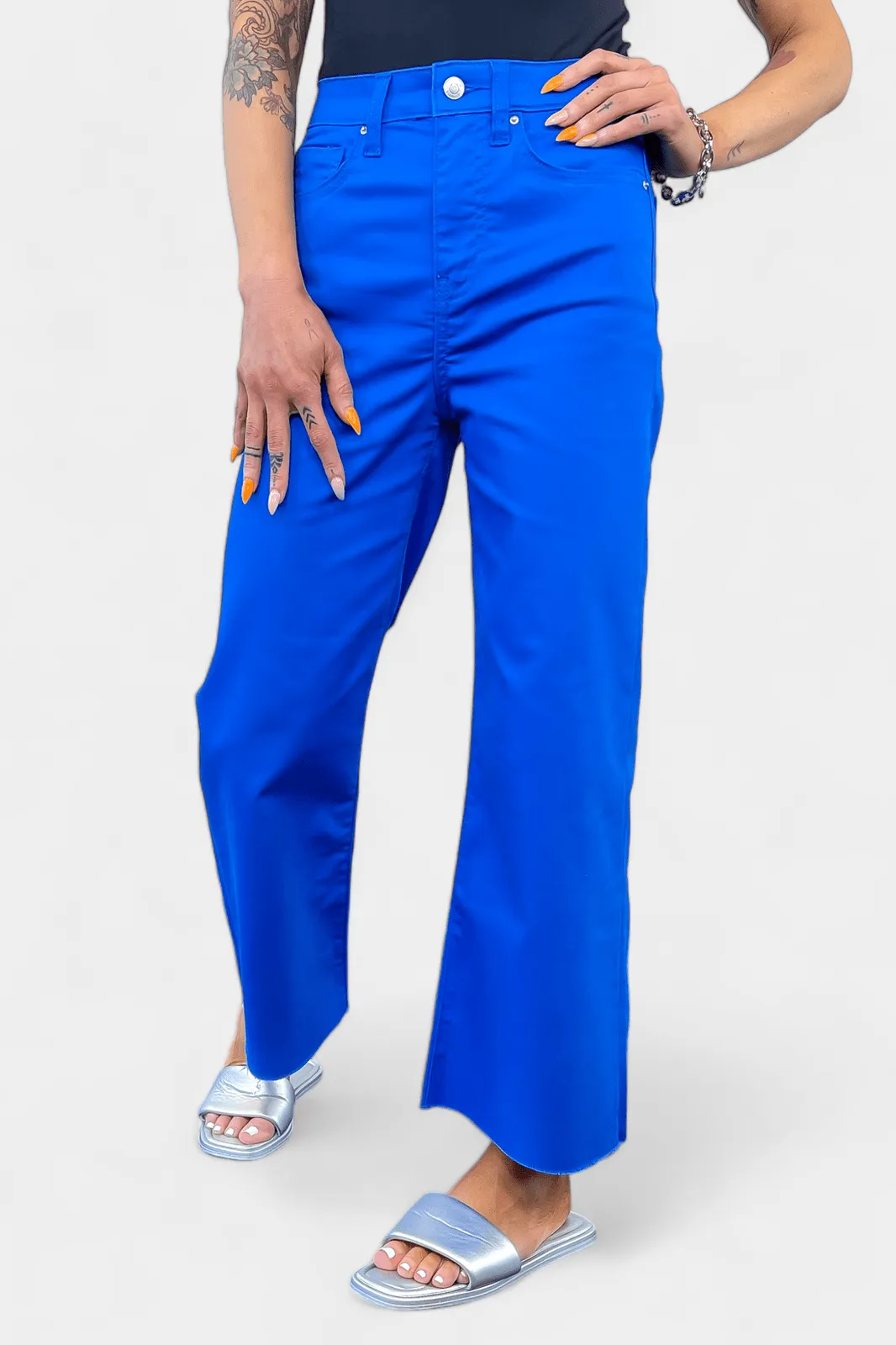 Blue Flare Cropped Denim Pant