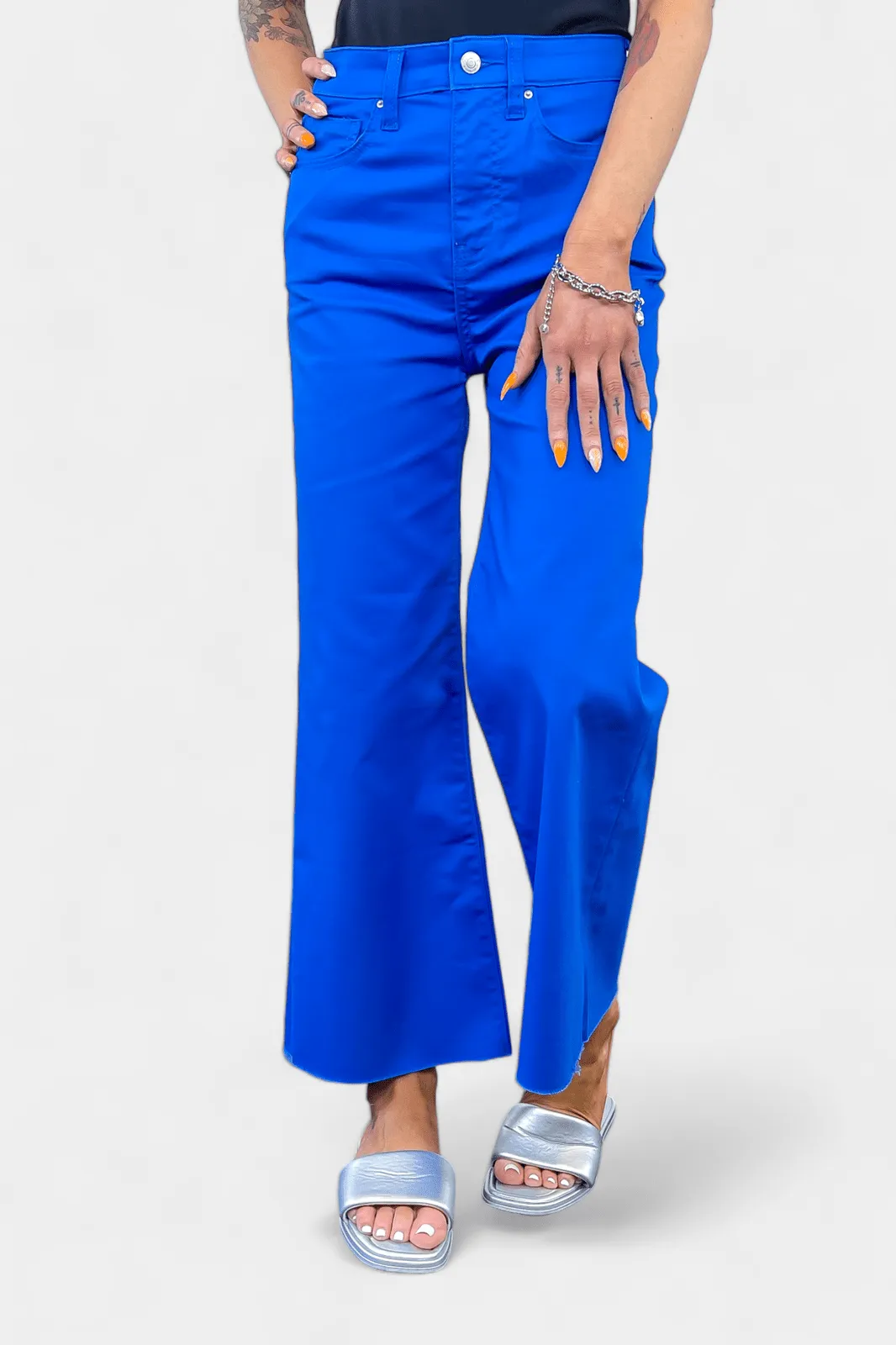 Blue Flare Cropped Denim Pant