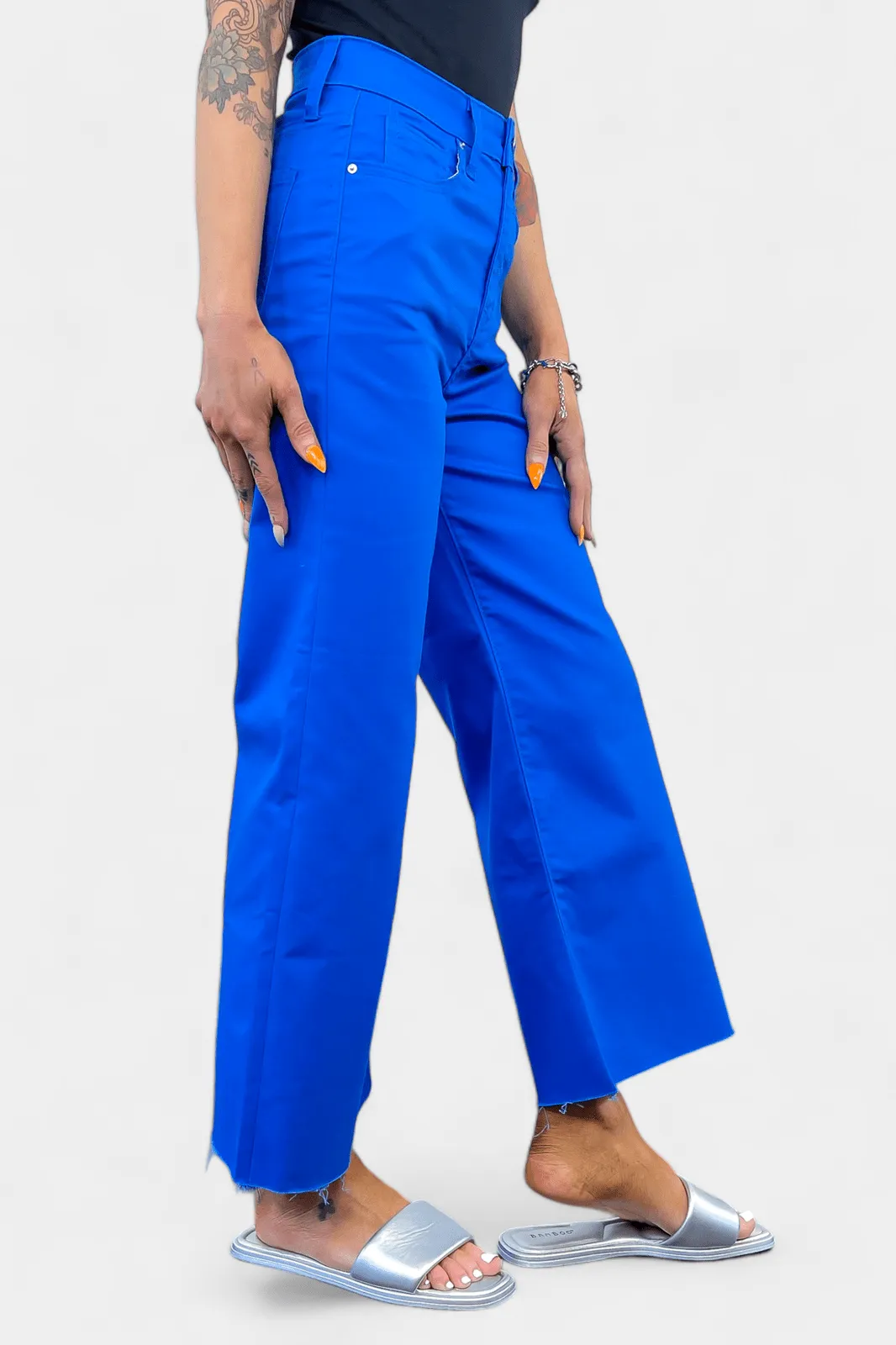 Blue Flare Cropped Denim Pant