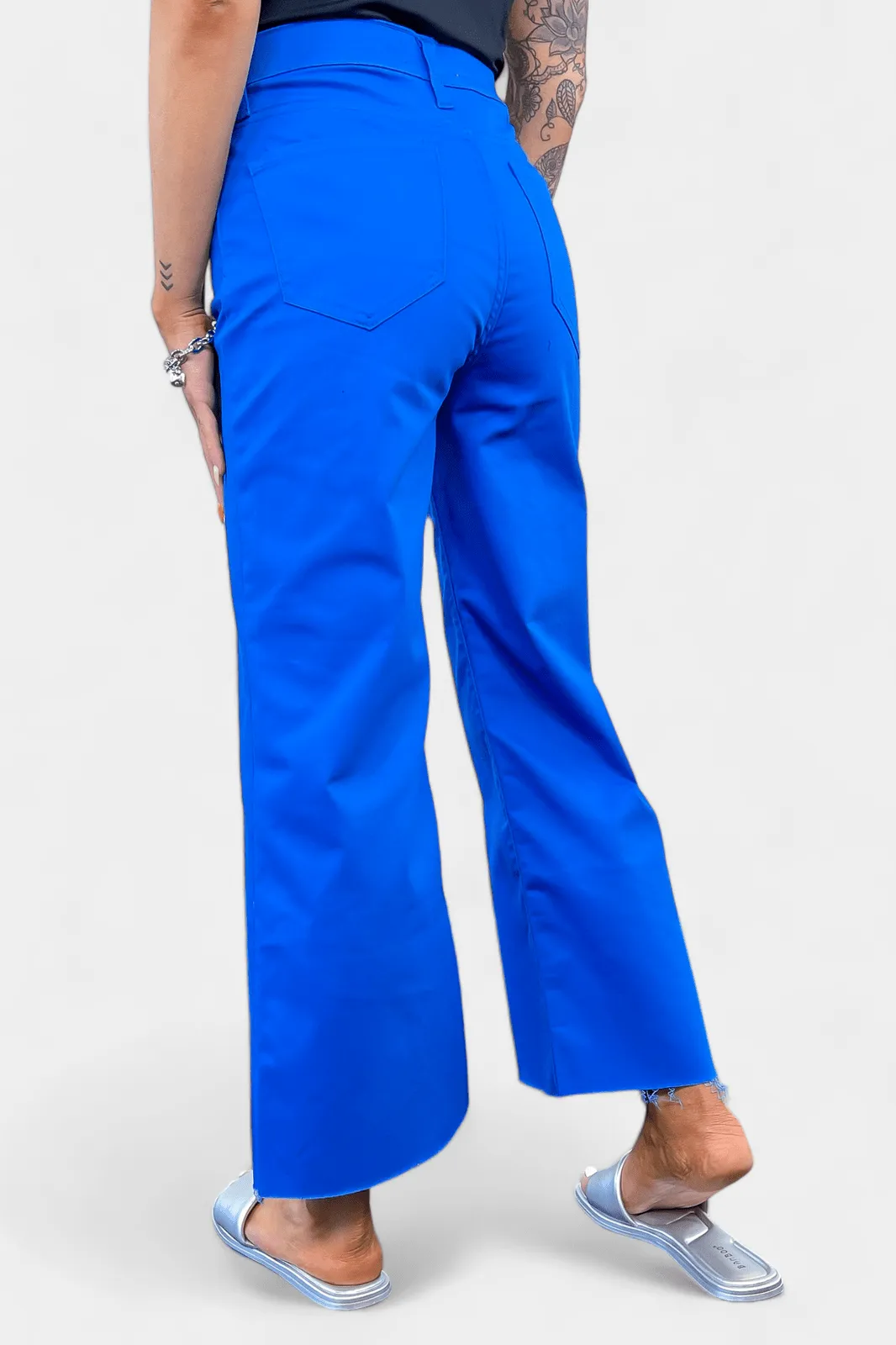 Blue Flare Cropped Denim Pant