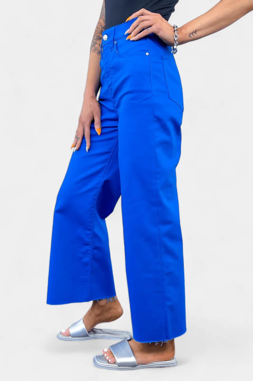 Blue Flare Cropped Denim Pant