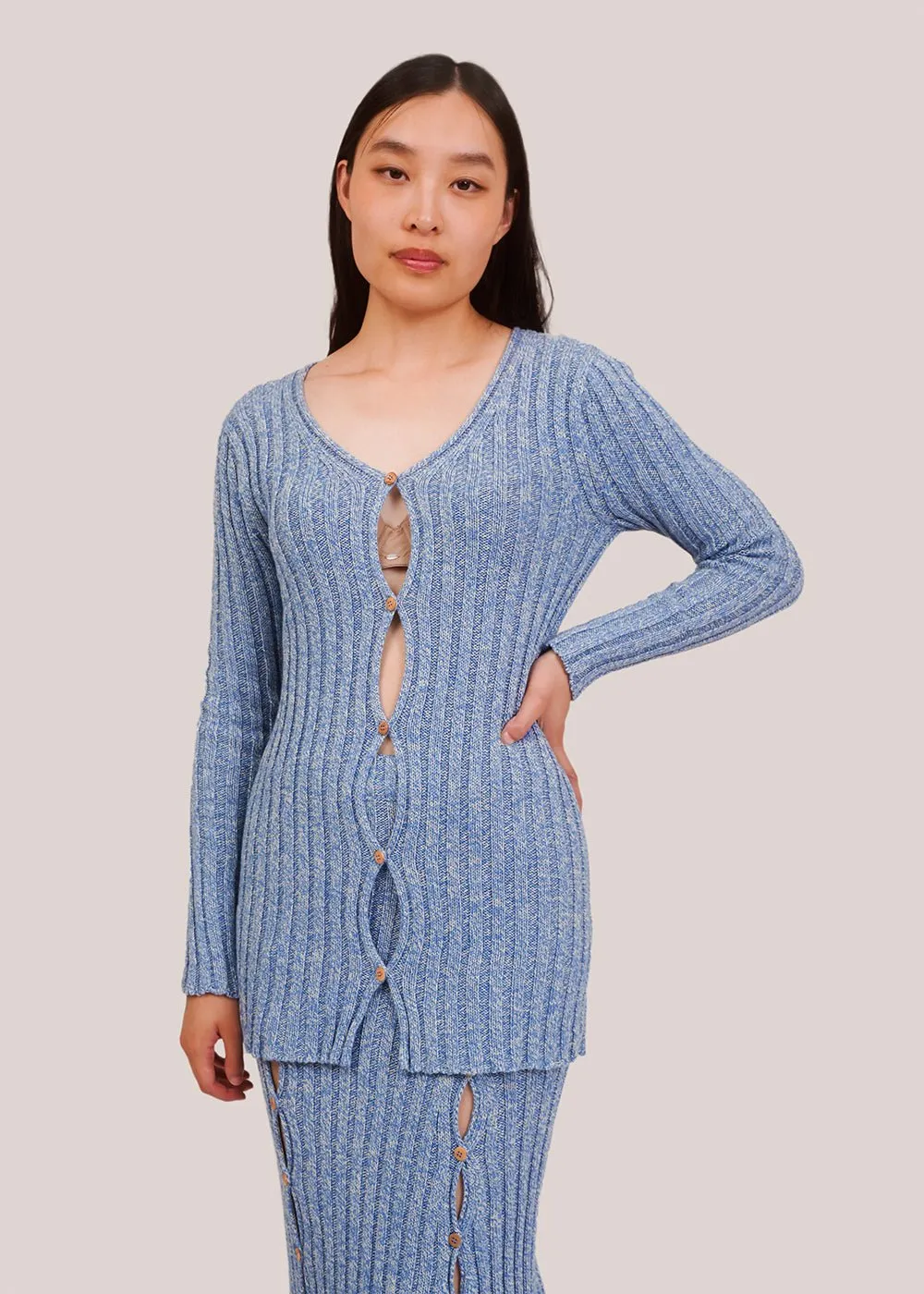 Blue Melange Loulou Cardigan