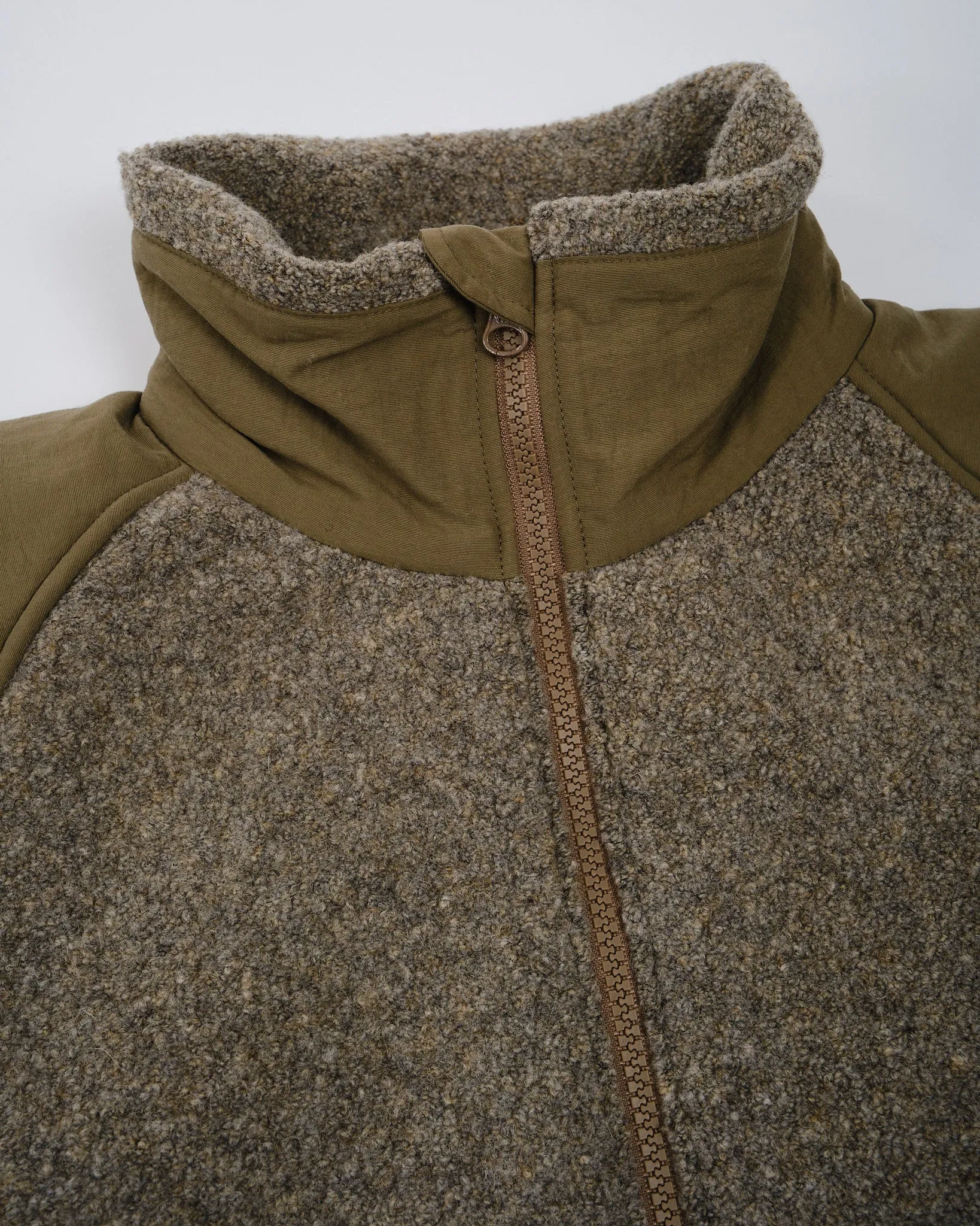 Boiled Wool Zip Up Sweater Coyote