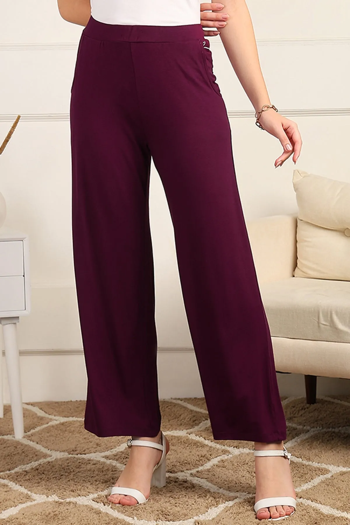 Burgundy High Waist Maternity Pajama