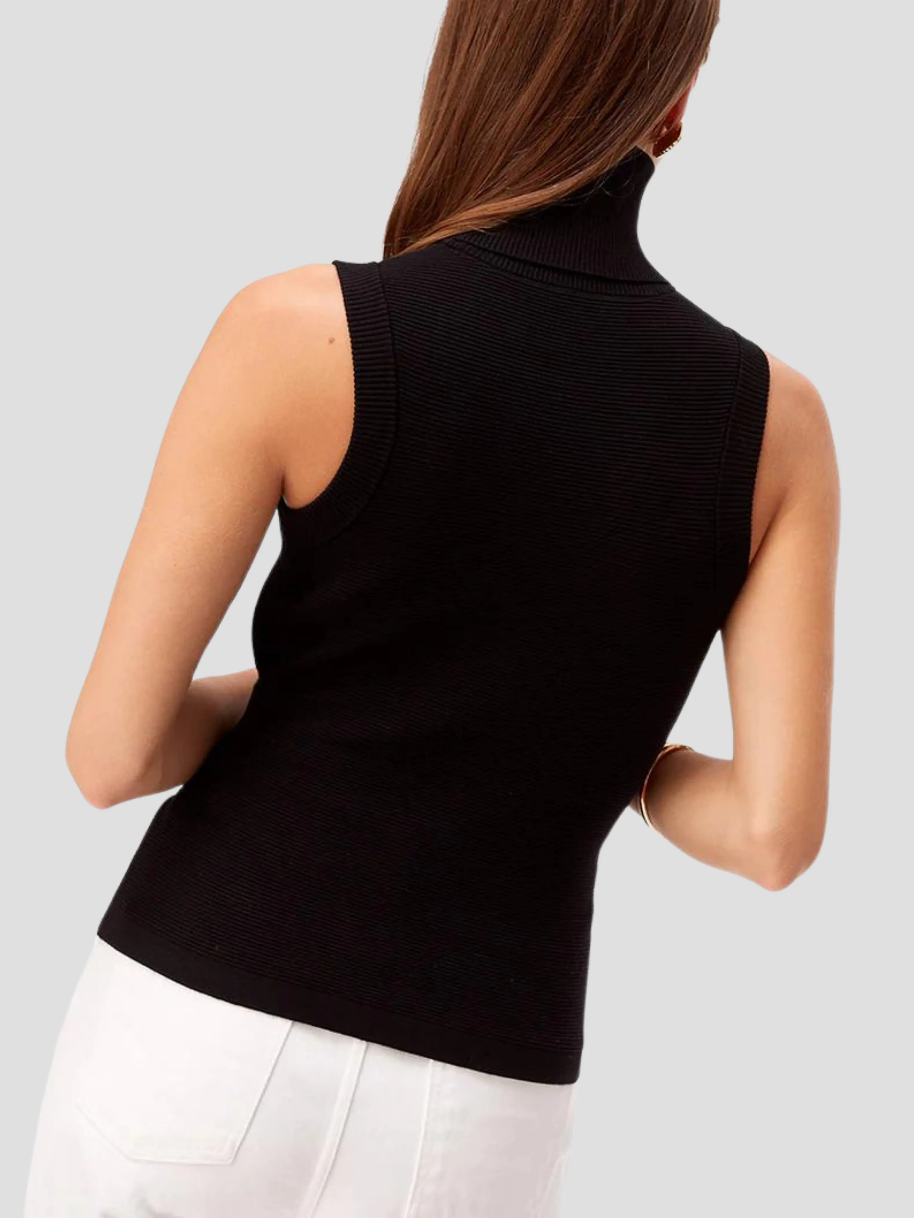 Celeste Tie-Front T Neck Shell in Black