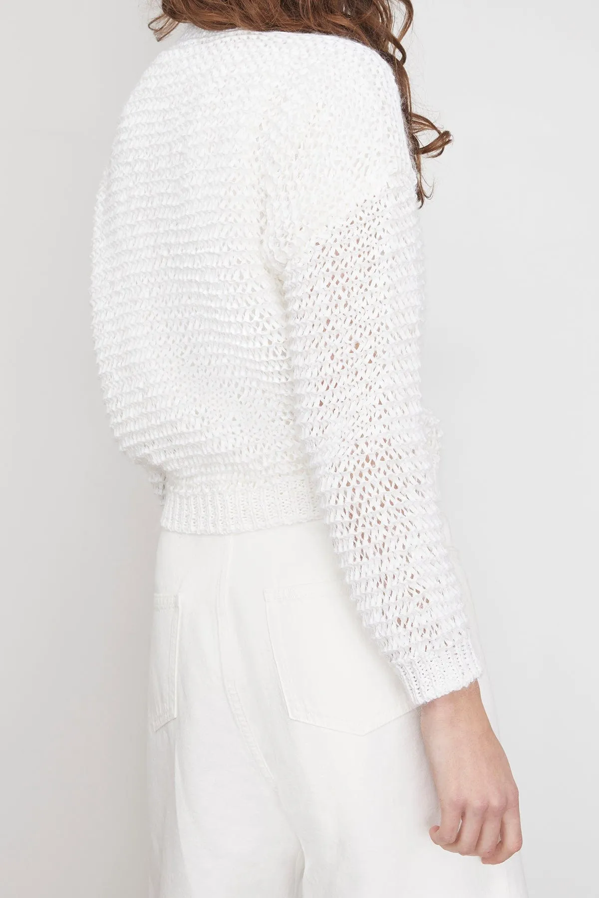 Chamois Tape Roundneck Sweater in White