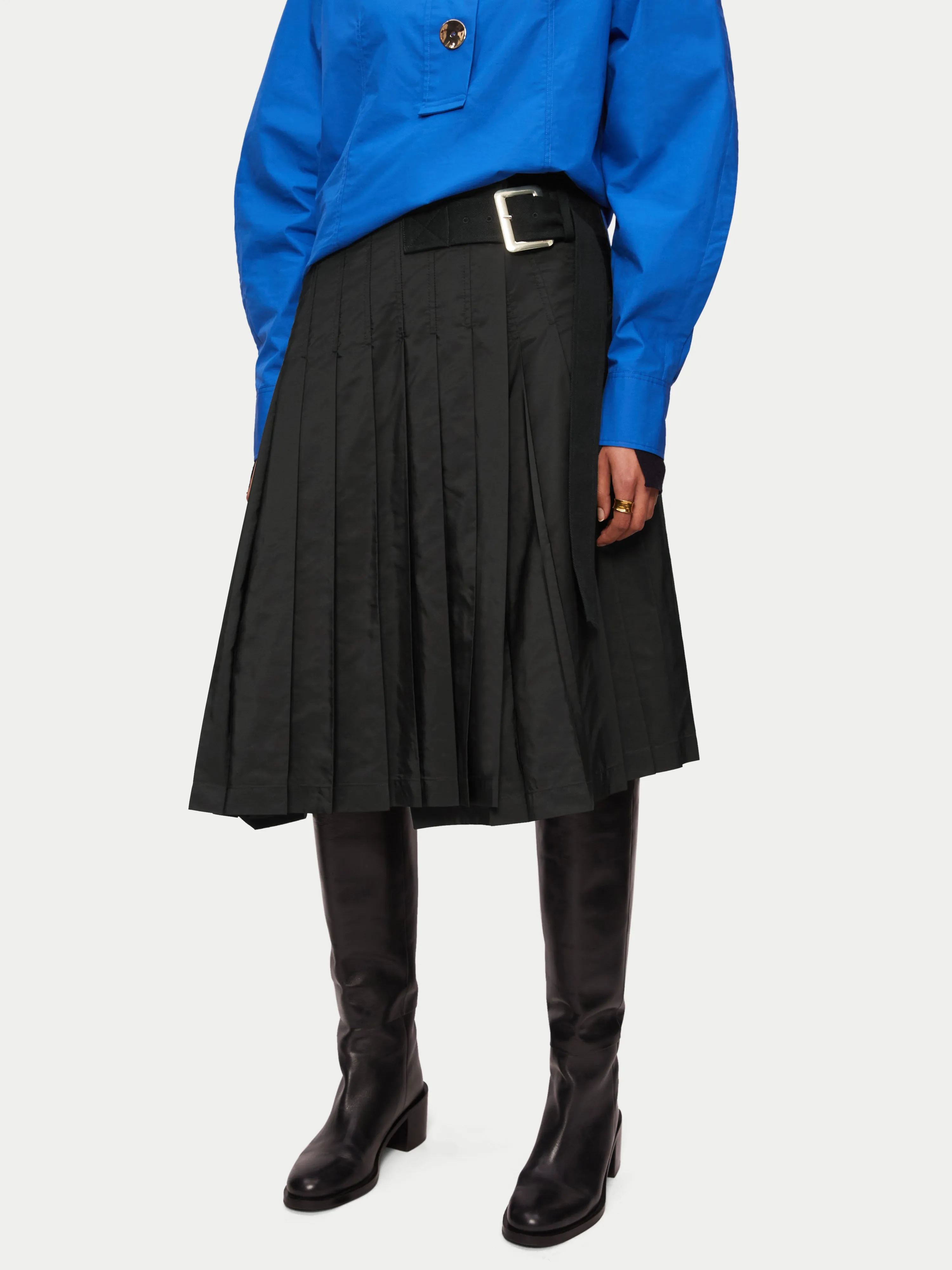 Collagerie Pleated Kilt Skirt | Black