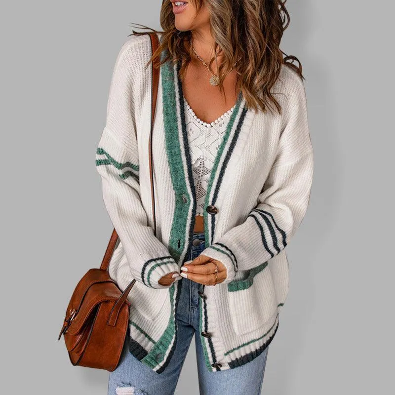 Color Block Fashion Sweater Cardigan