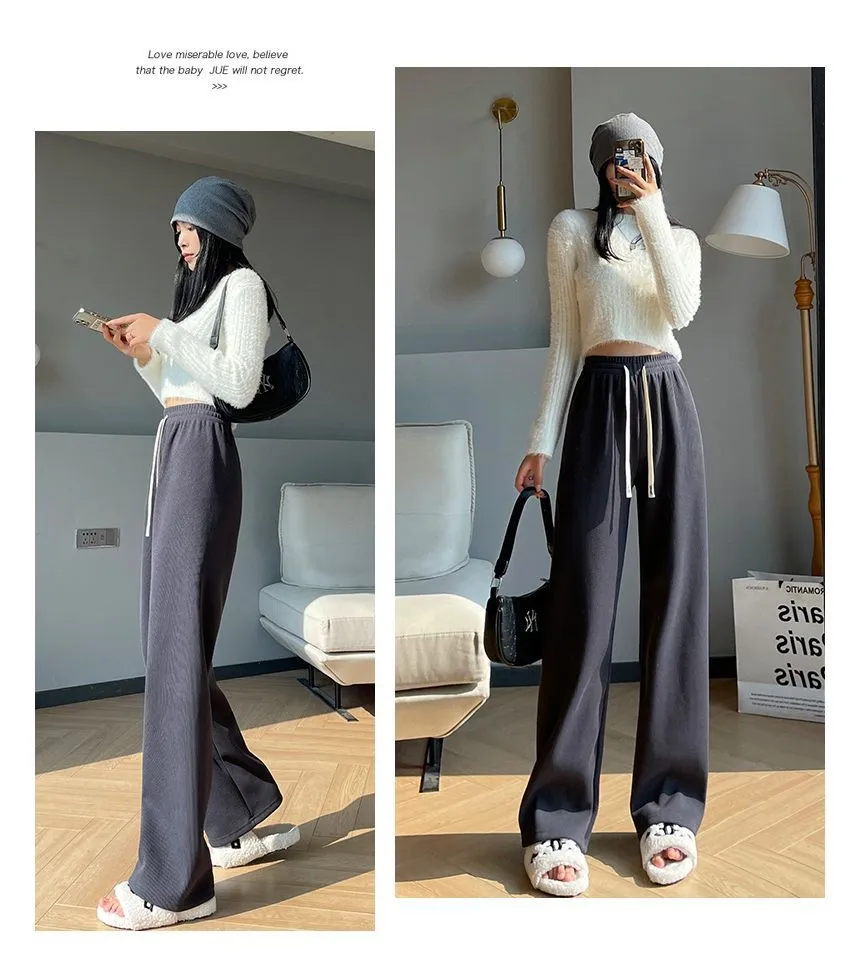 Drawstring Plain Wide Leg Pants (Various Designs) dd19