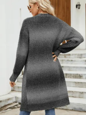 Drop Sleeve Gradient Knit Cardigan Sweater