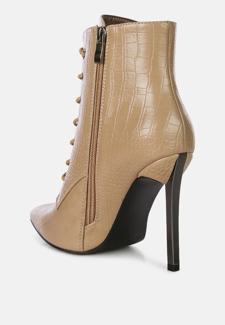 Escala Croc Stiletto Ankle Boots