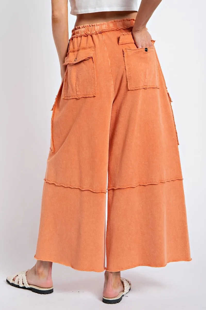 FADED RUST WIDE LEG PANTS