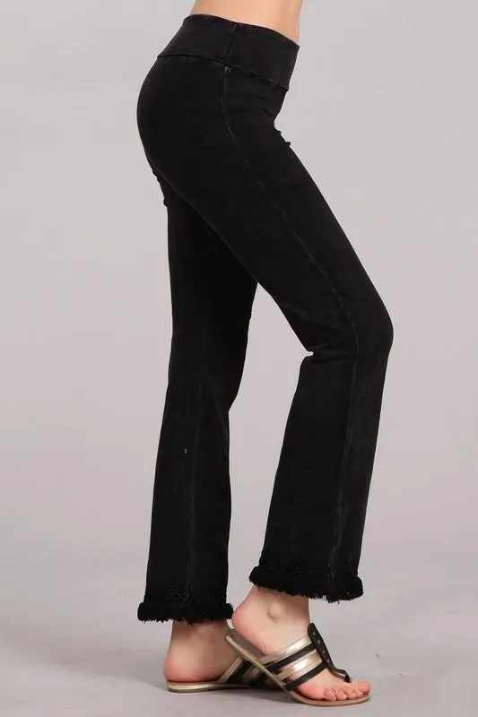 Fringed Cropped Pants - Black