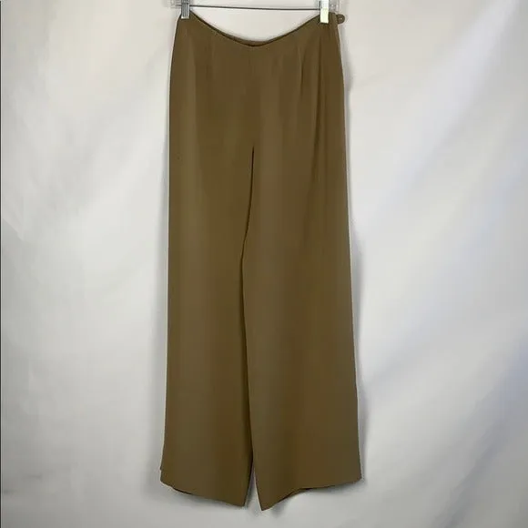 Giorgio Armani Tan Silk Wide Leg Slacks