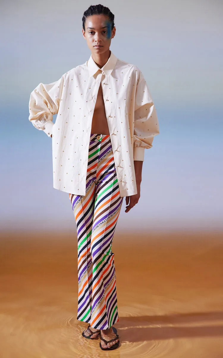 ISLA DIAGONAL STRIPED FLARE PANTS