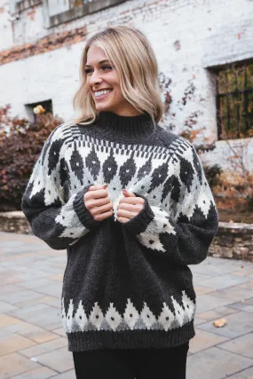 Kira Fair Isle Sweater, Charcoal | Sadie & Sage