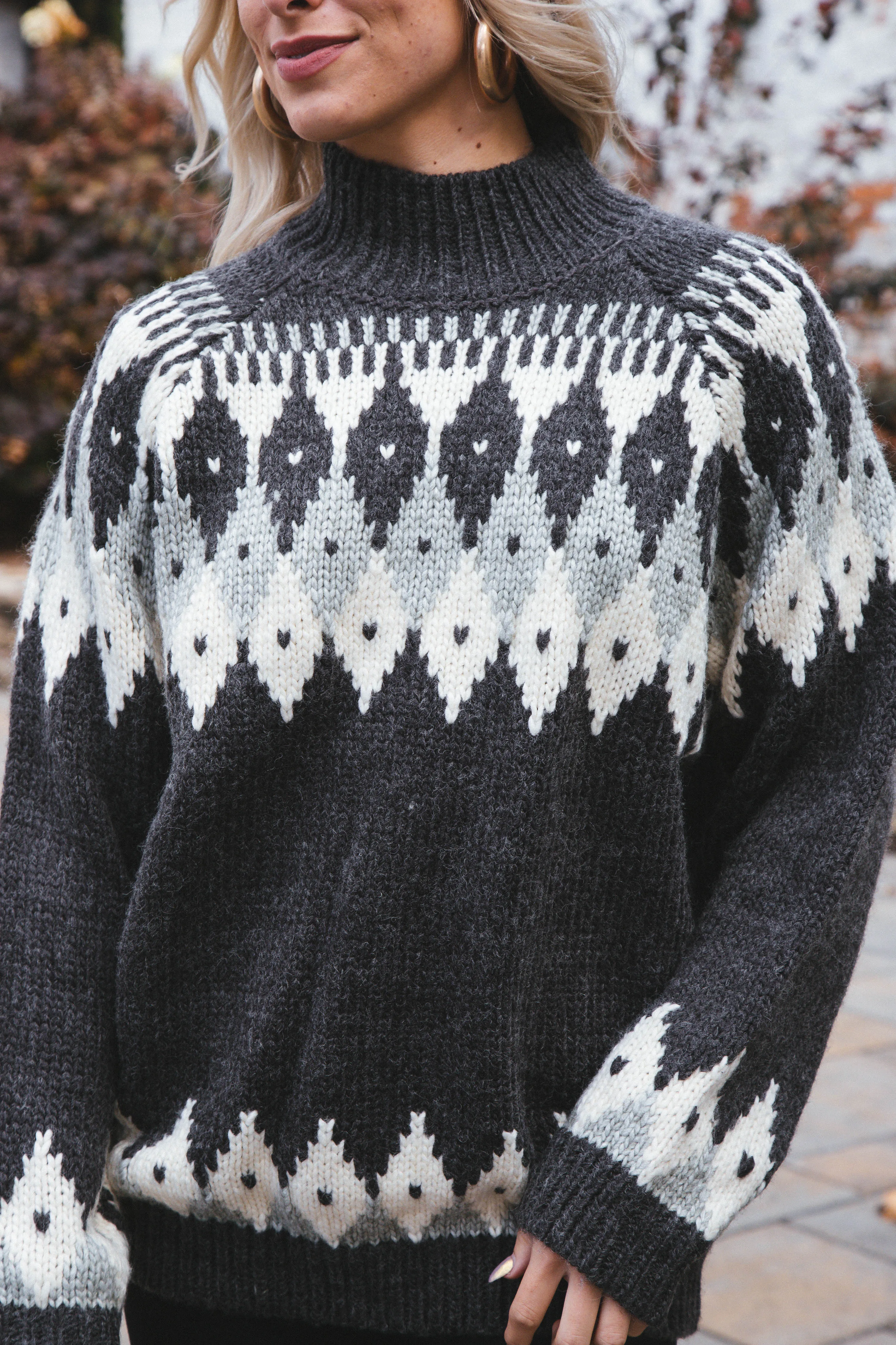 Kira Fair Isle Sweater, Charcoal | Sadie & Sage