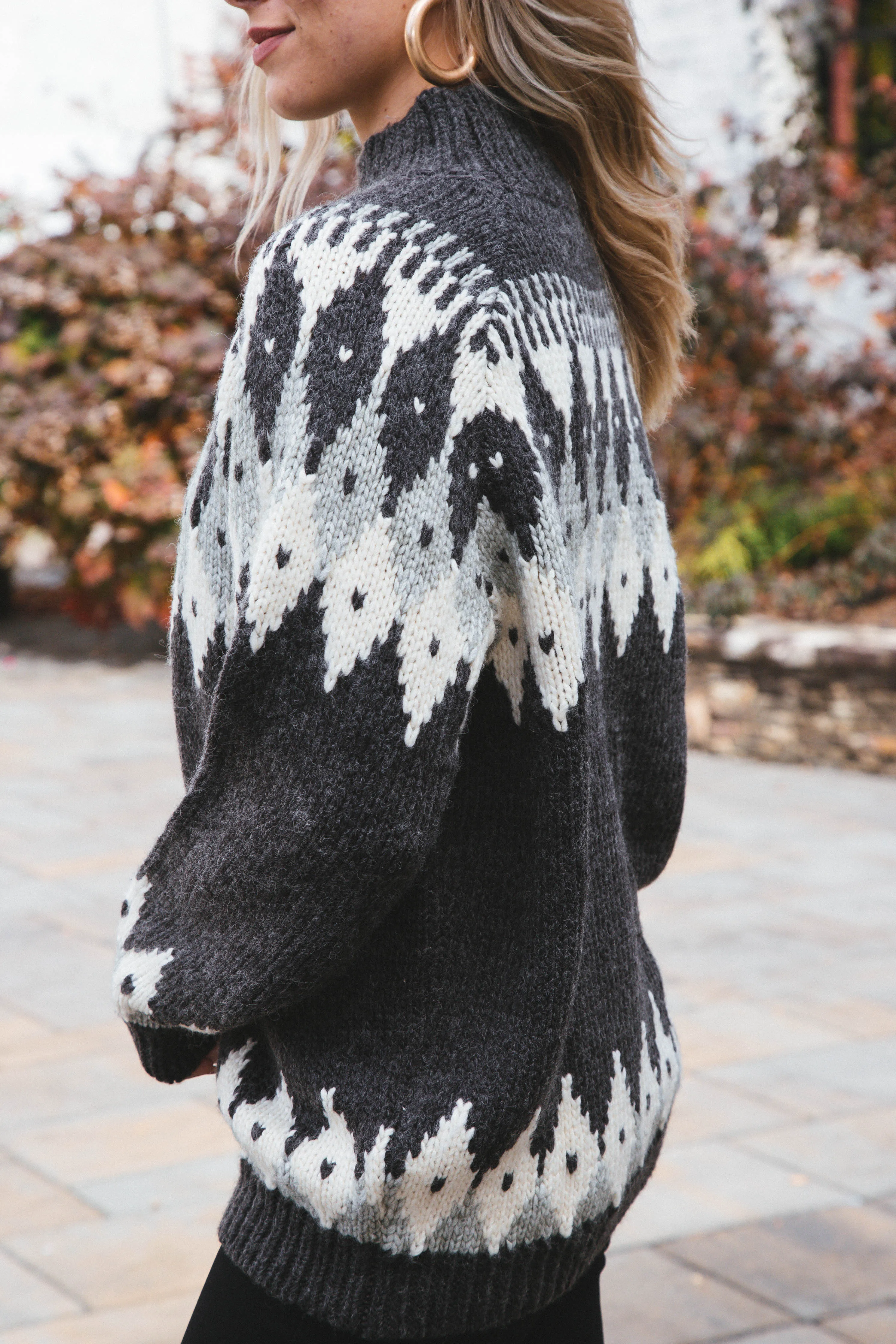 Kira Fair Isle Sweater, Charcoal | Sadie & Sage