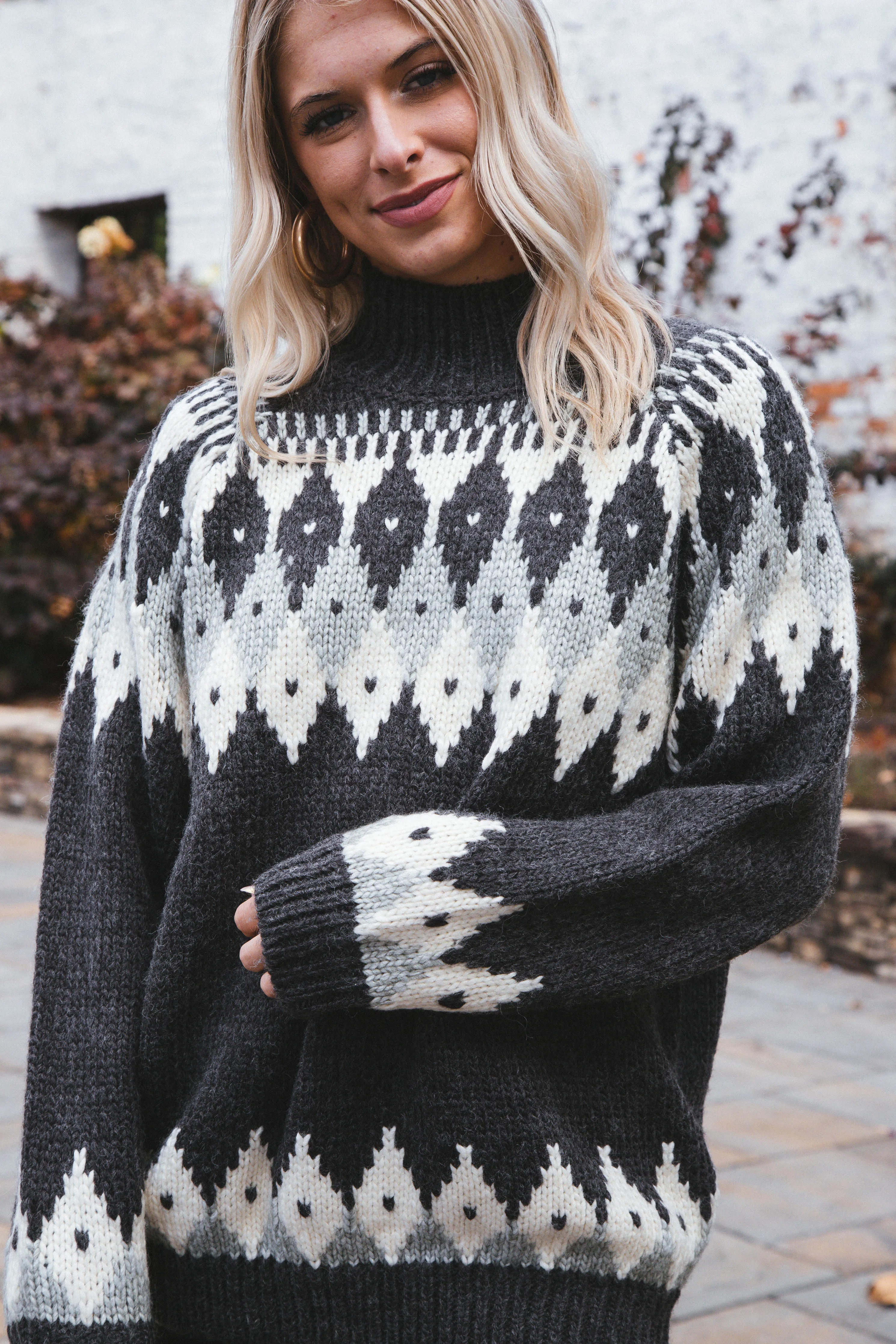 Kira Fair Isle Sweater, Charcoal | Sadie & Sage