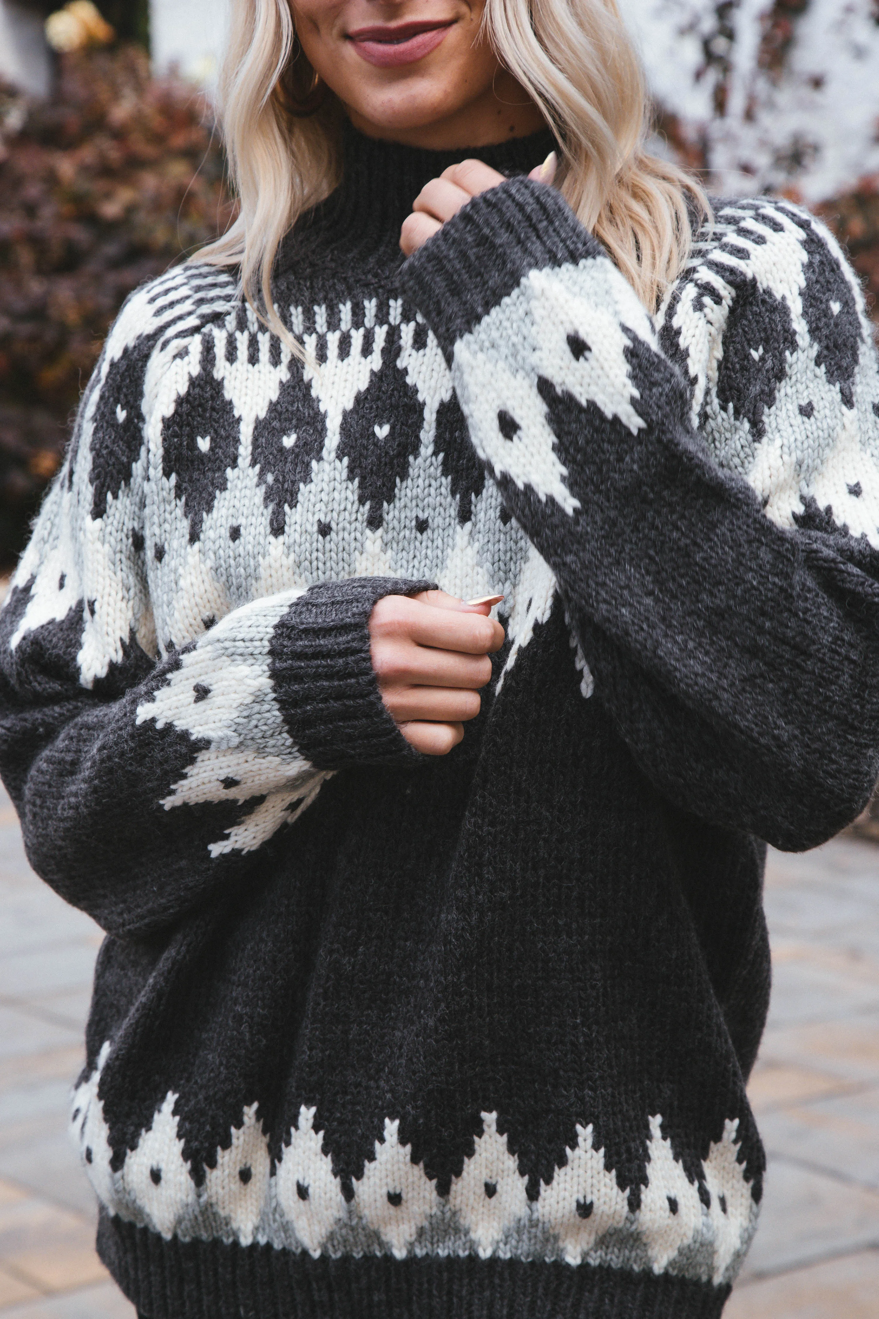 Kira Fair Isle Sweater, Charcoal | Sadie & Sage