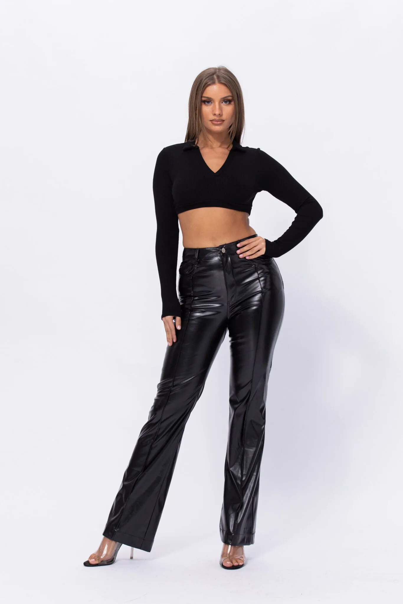 Leave Him On Read Faux Leather Pants - Black