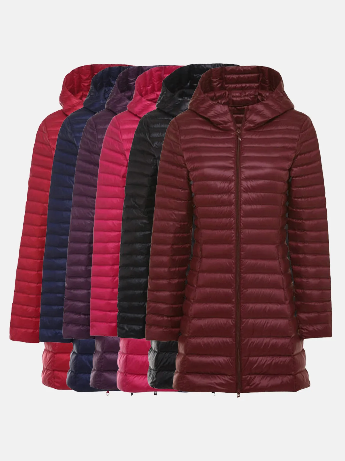 Long Hooded Light Down Puffer  Jacket