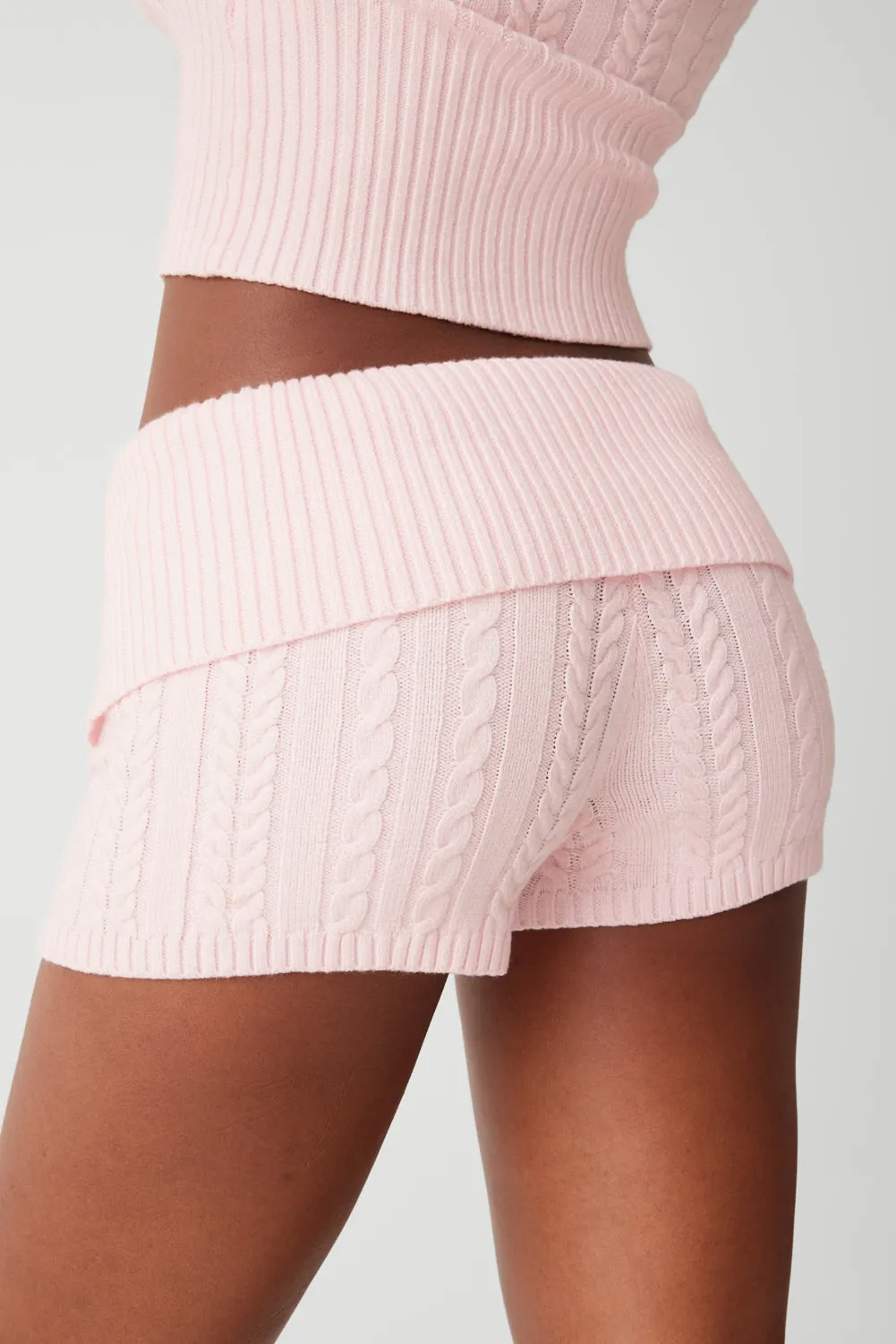 Nolan Cable Cloud Knit Mini Short - Rose Quartz