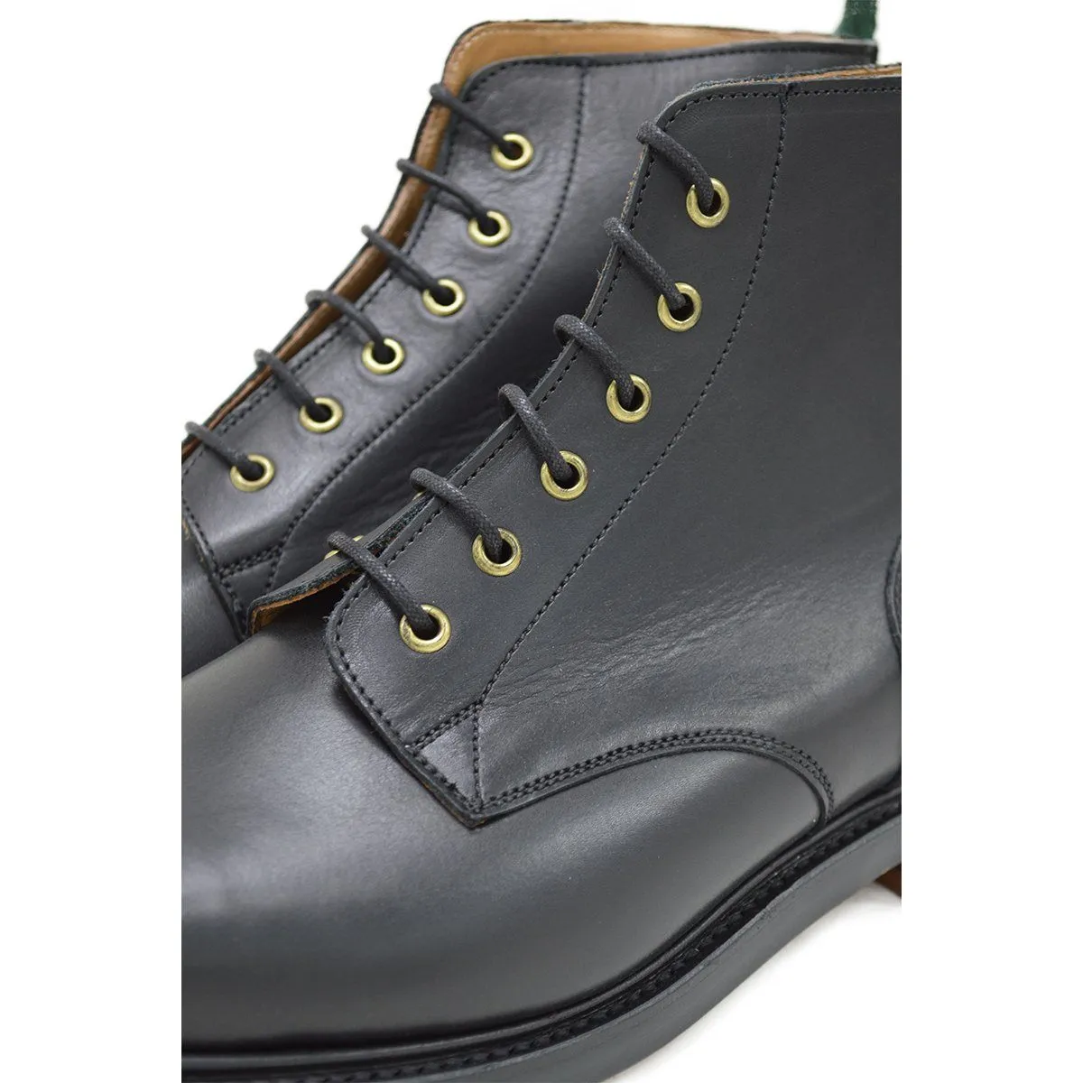 NPS GLADSTONE Plain Derby Boots - Black with Double Leather Sole