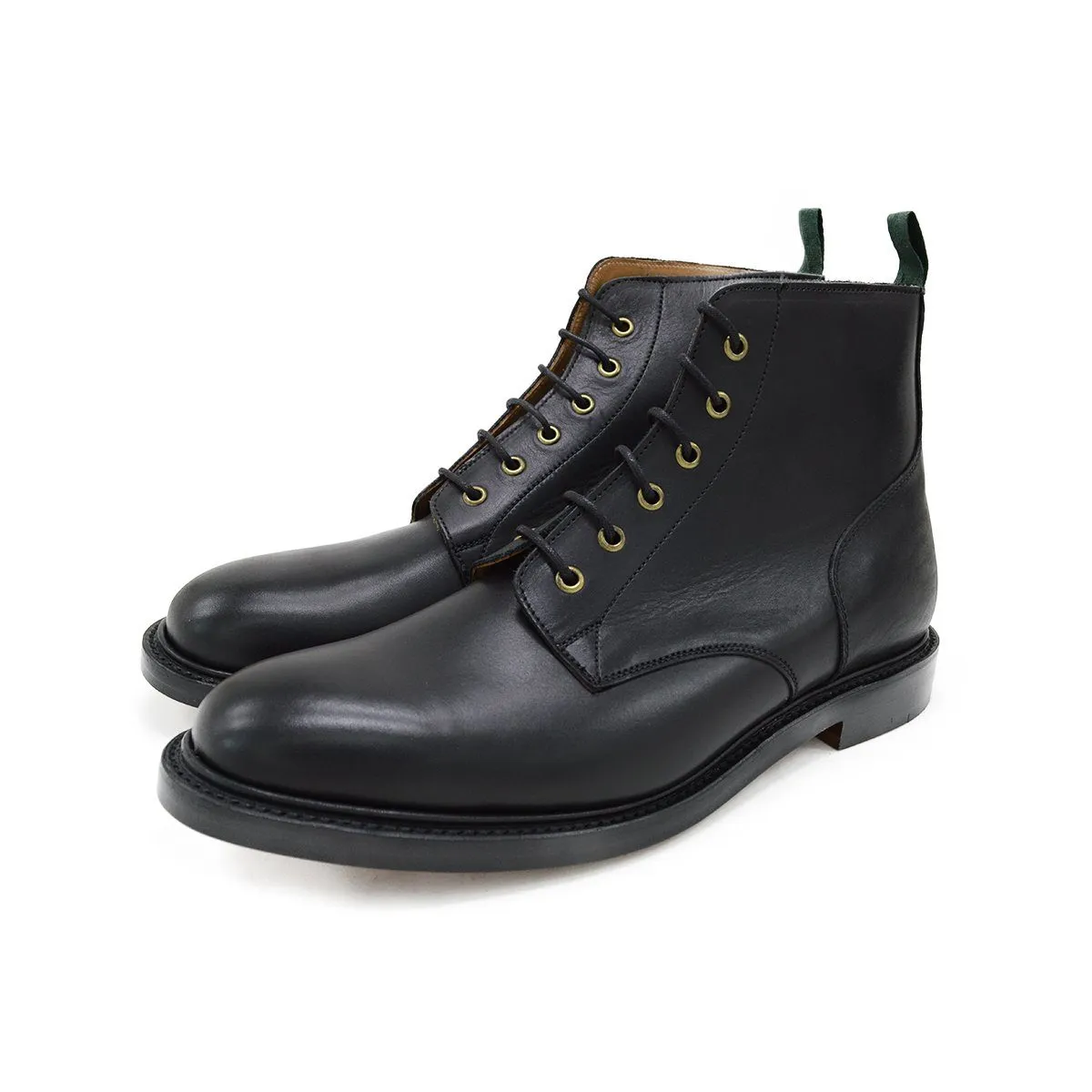 NPS GLADSTONE Plain Derby Boots - Black with Double Leather Sole