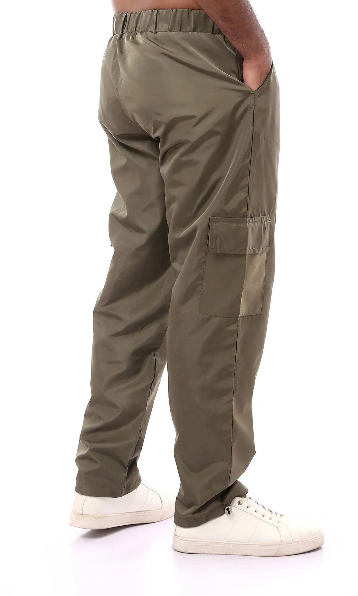 O174508 Solid Waterproof Dark Olive Cargo Pants