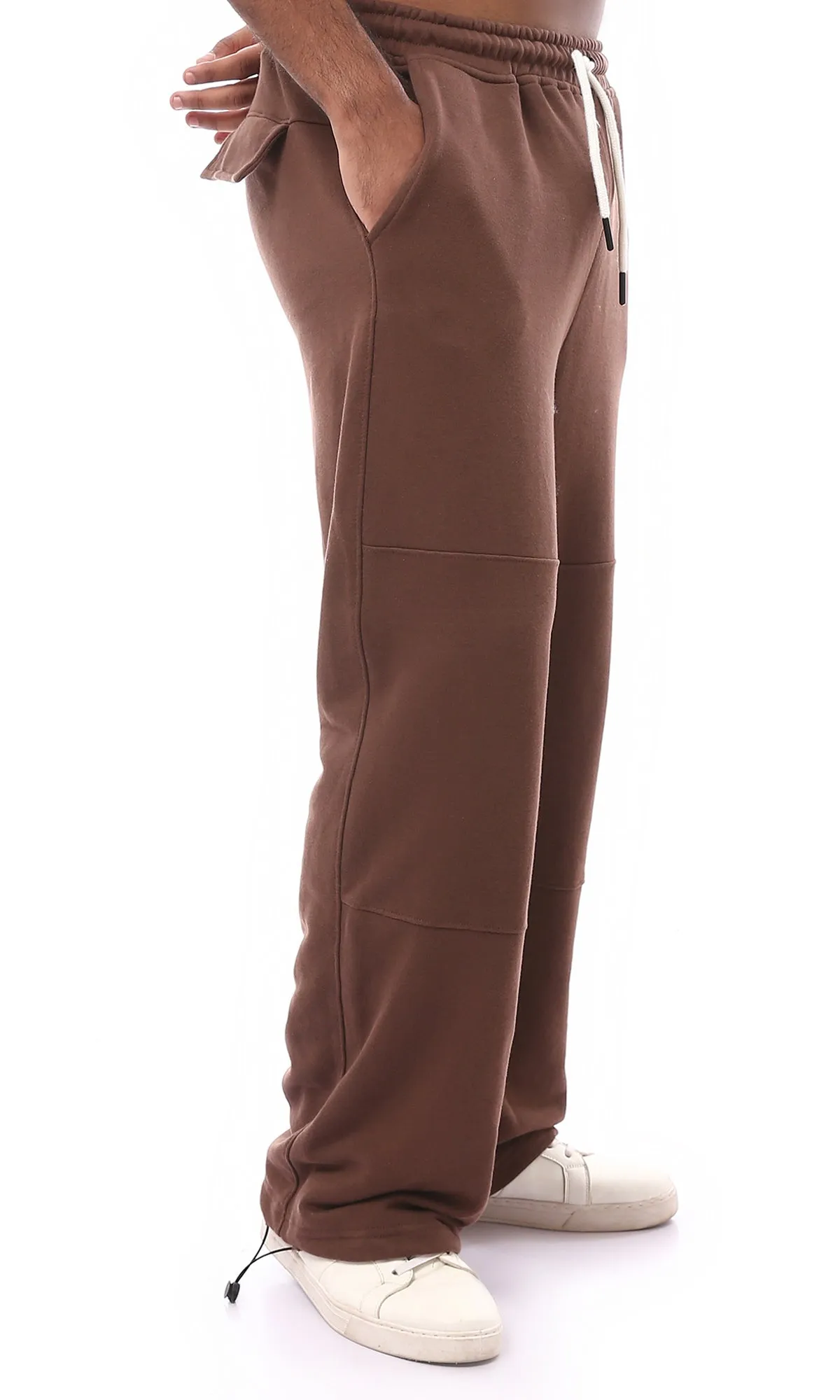 O174894 Solid Slip On Cotton Brown Pants