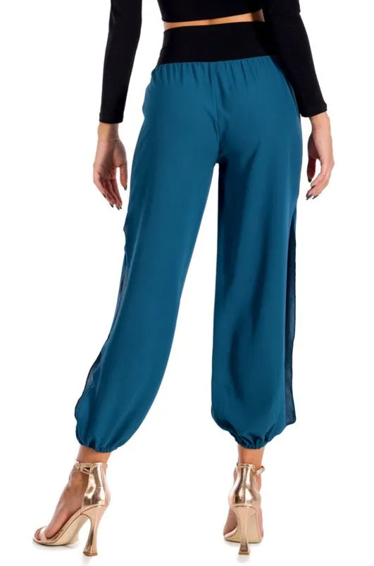 Petrol Blue Gathered Pants