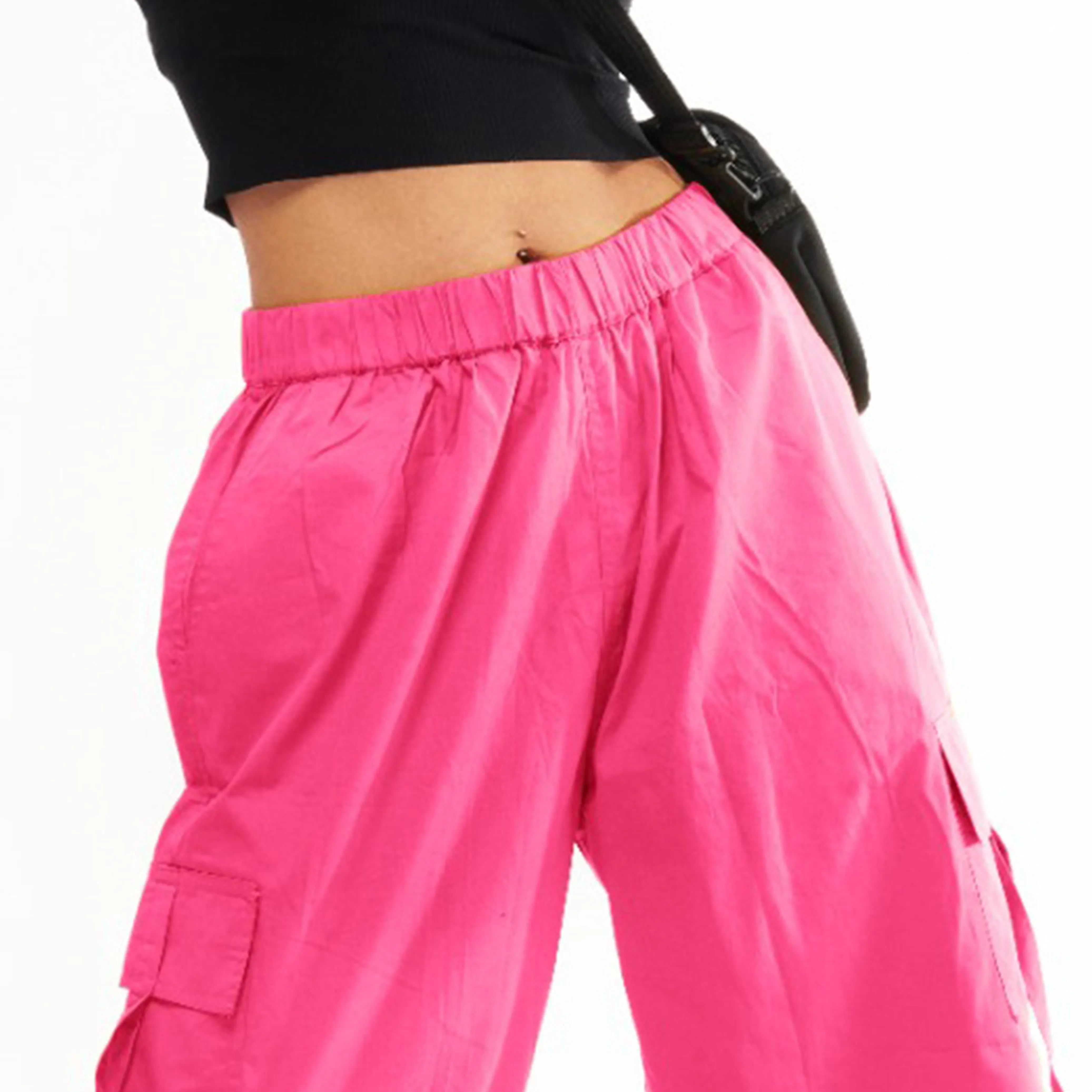 Pink Cargo Parachute Pants