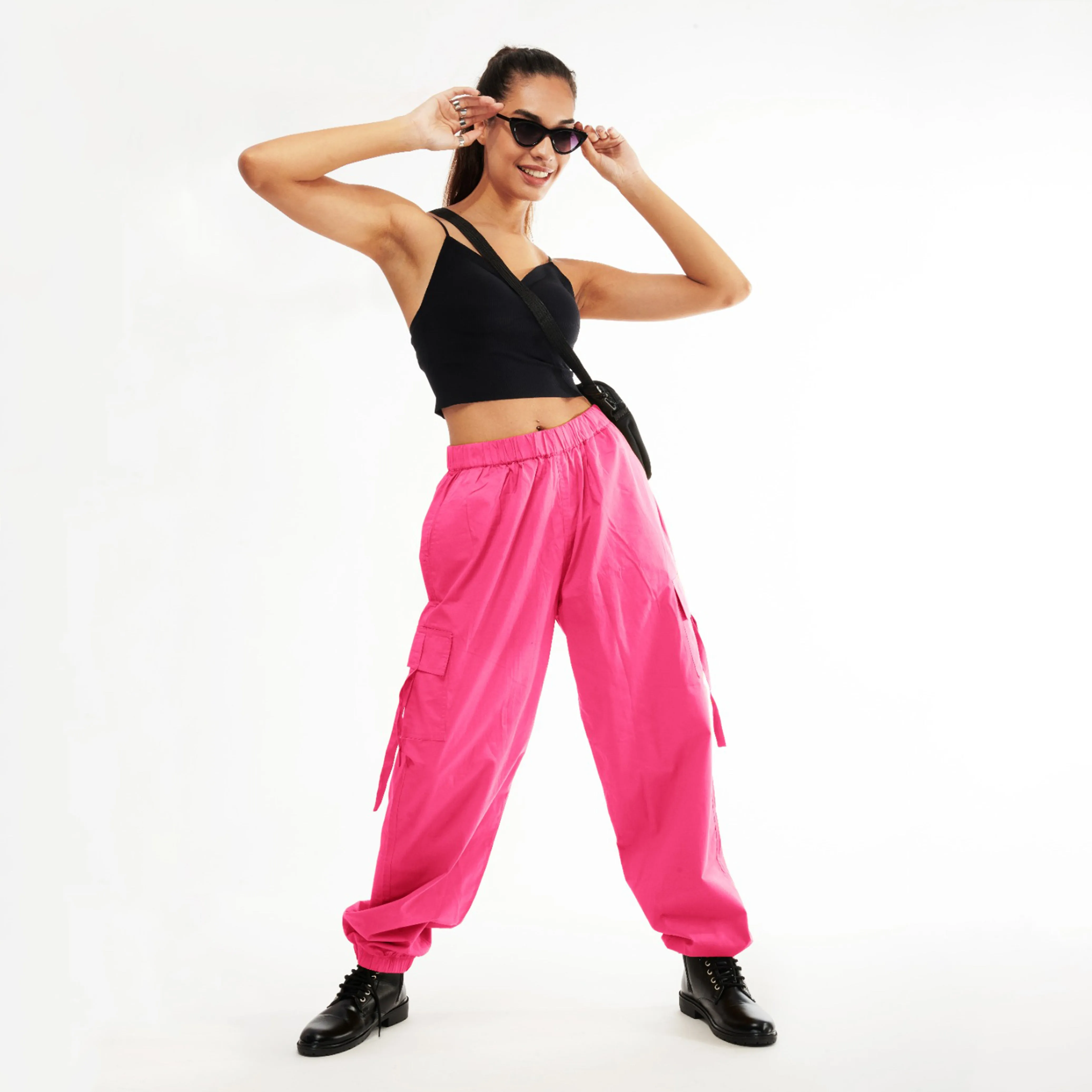 Pink Cargo Parachute Pants