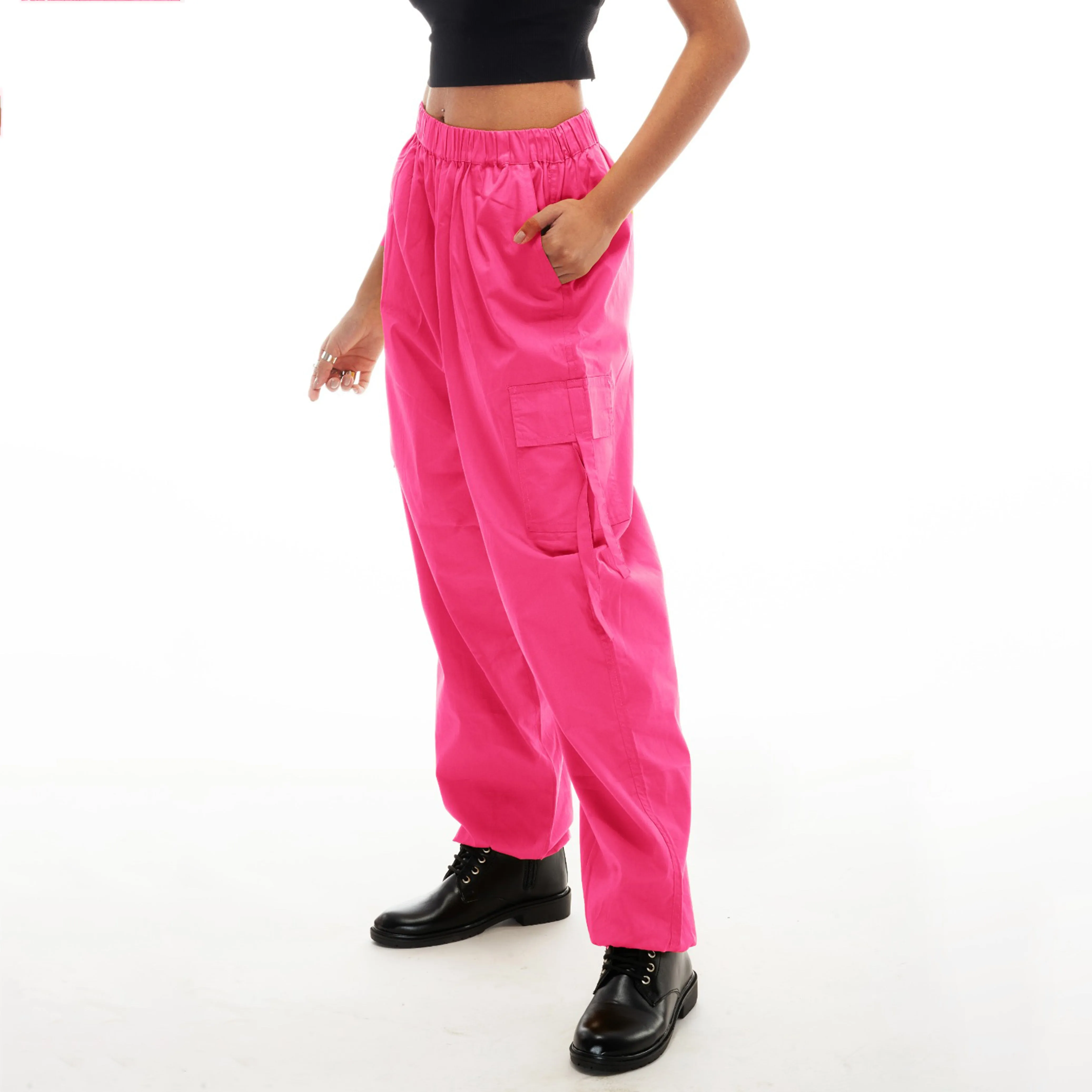 Pink Cargo Parachute Pants