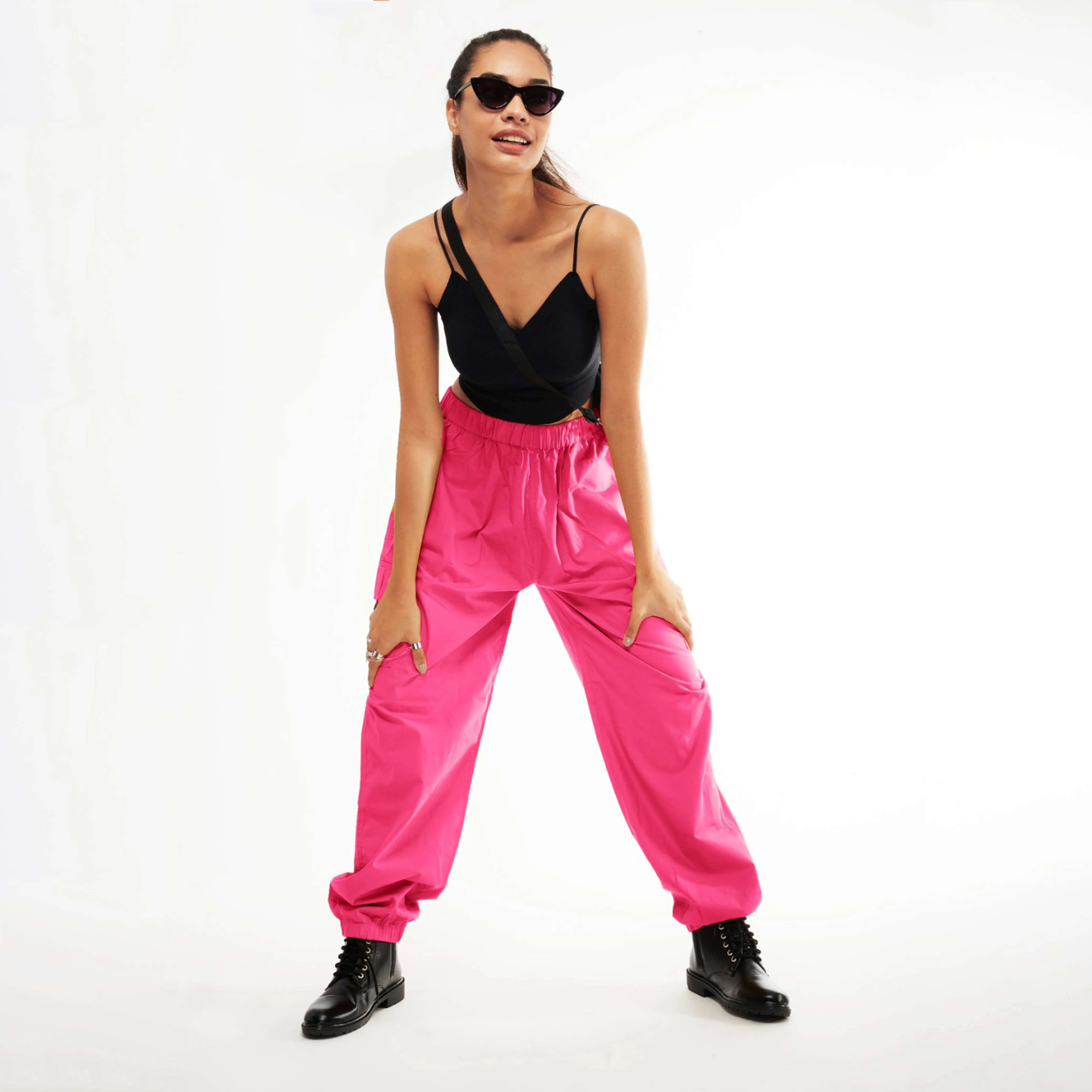 Pink Cargo Parachute Pants