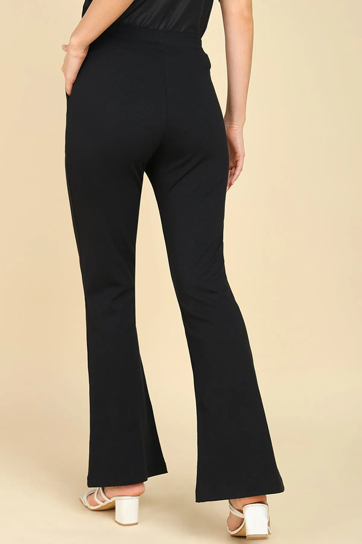 Pleated Cotton Black Maternity Pants (Pregnancy & Postpartum)