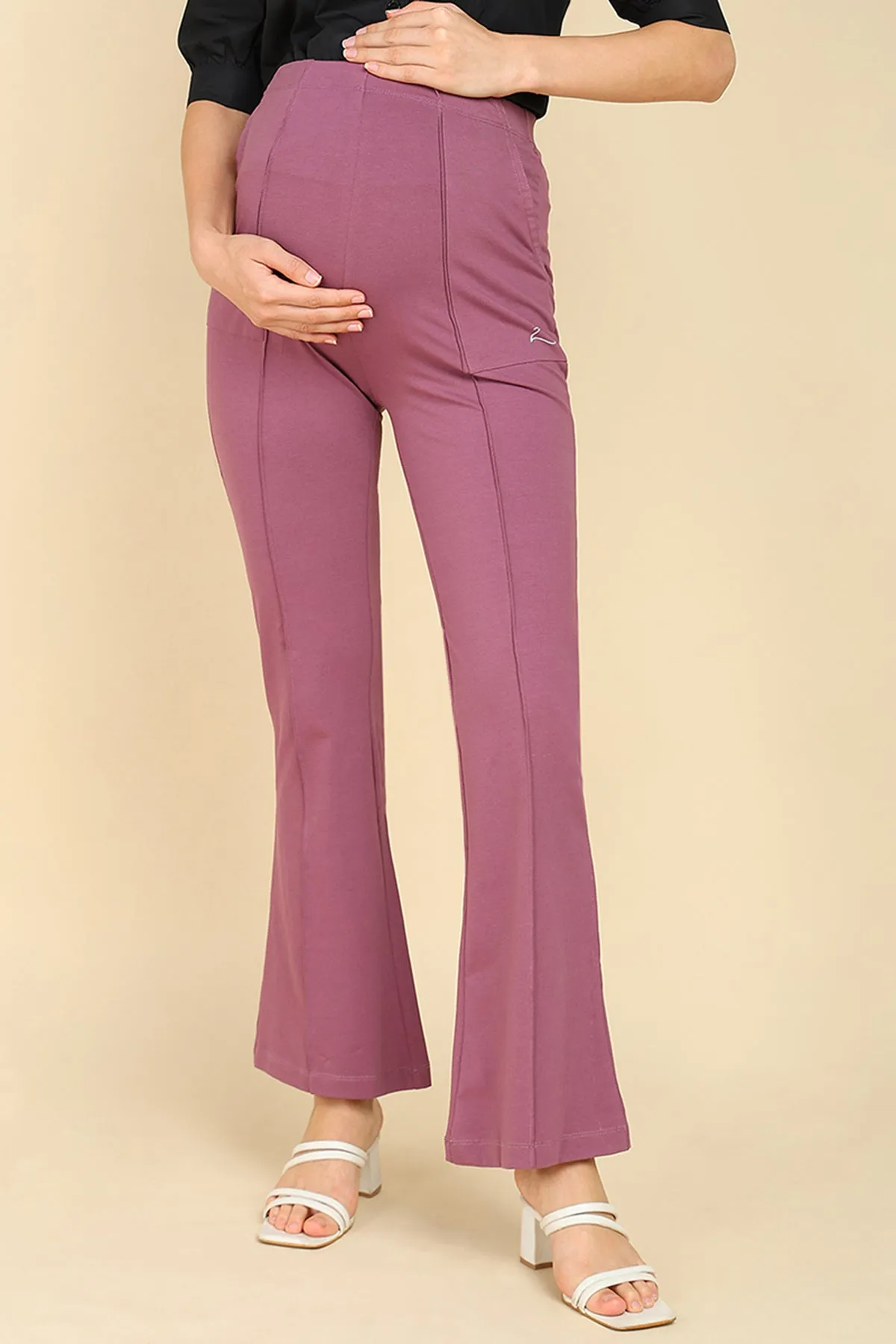 Pleated Pants Cotton Rosewood Maternity Pants (Pregnancy & Postpartum)