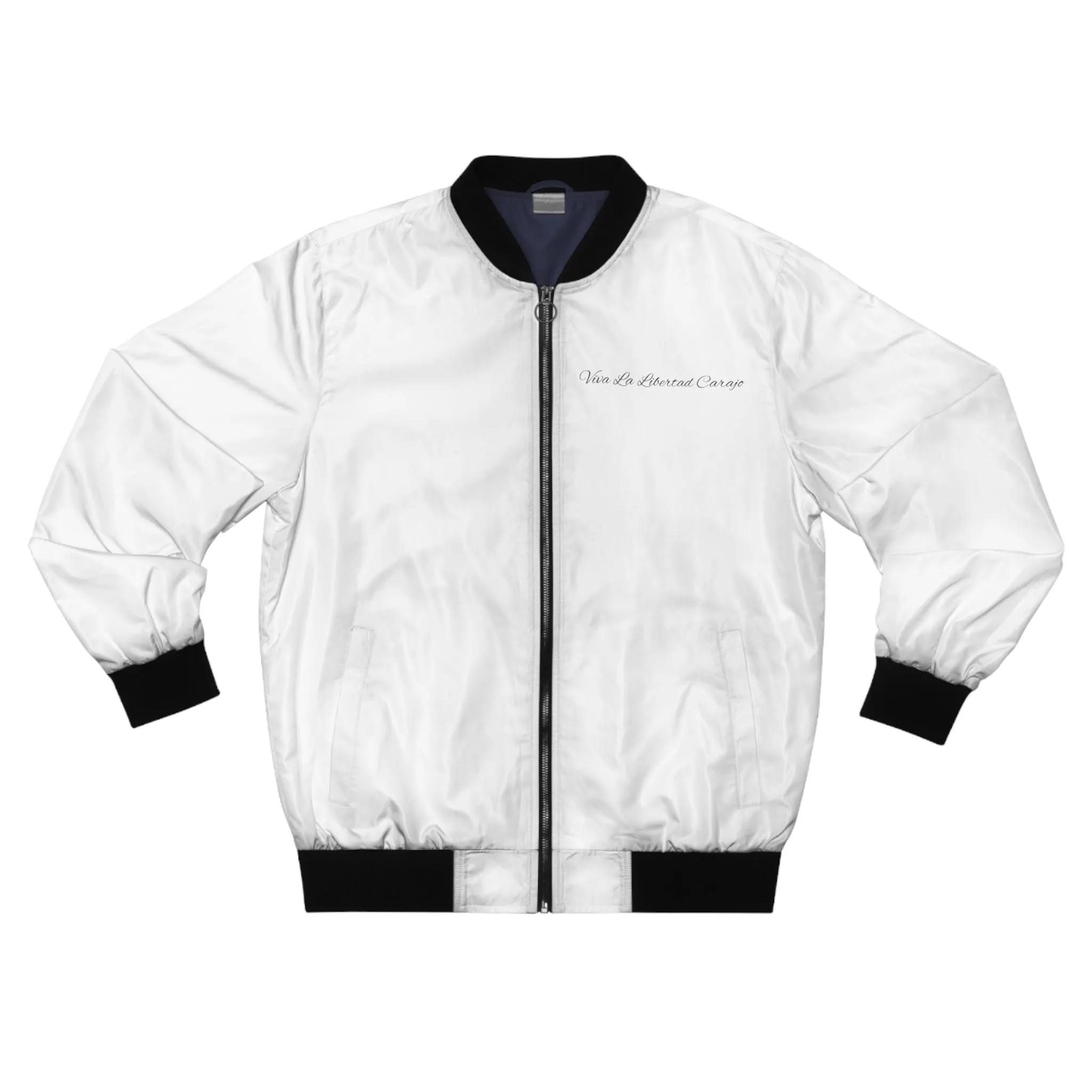 "Viva La Libertad Carajo" Javier Milei White Bomber Tribute Jacket