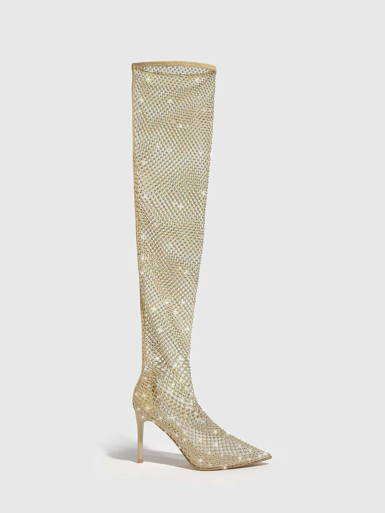 Rhinestone Decor Hollow Out Boots