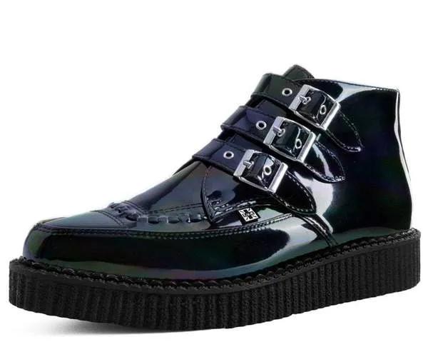 T.U.K BLACK GAS PATENT 3 BUCKLE POINT CREEPER